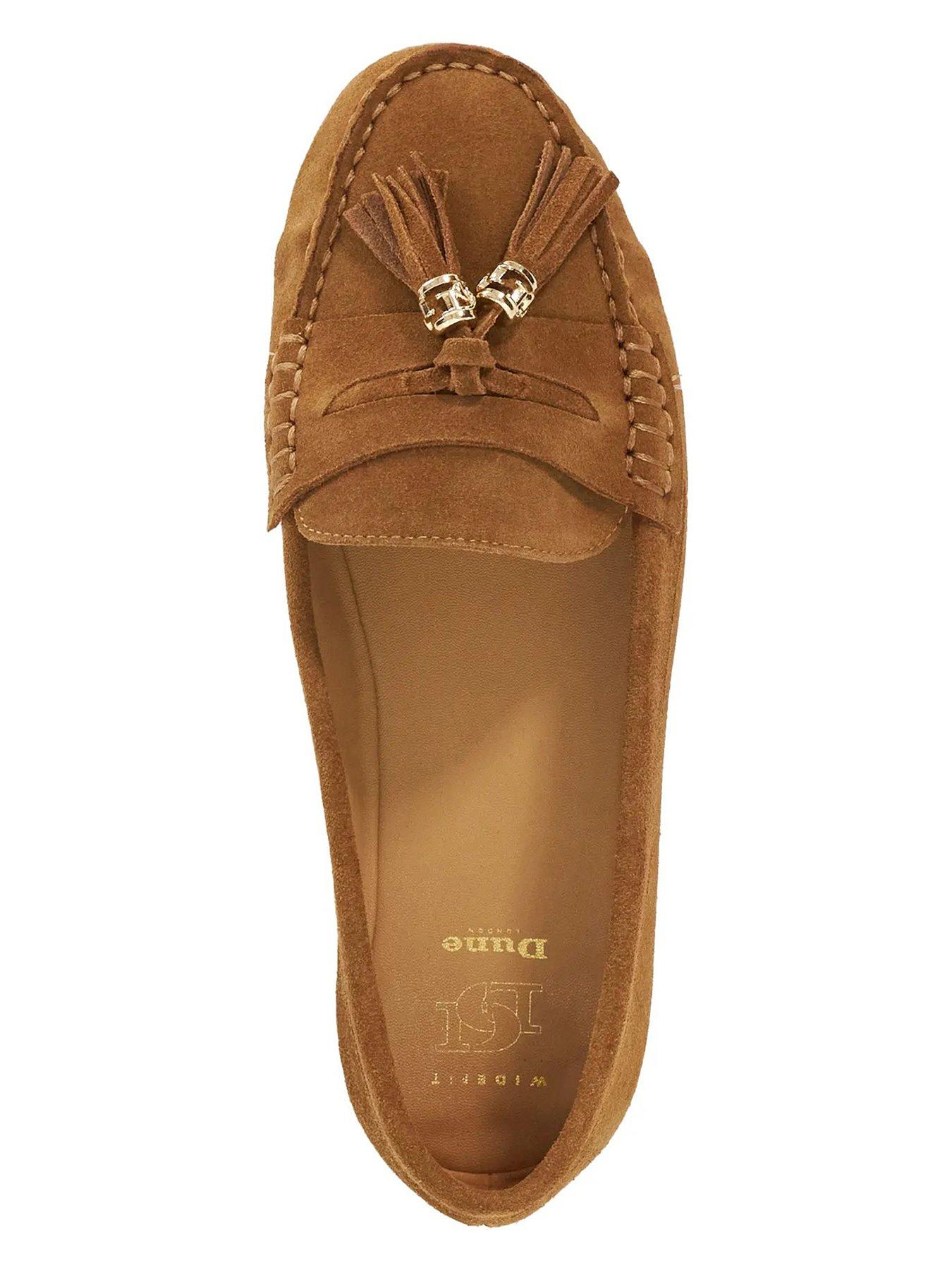 Image 4 of 4 of Dune London Wide Fit Geen Suede Tassel Trim Loafers - Brown