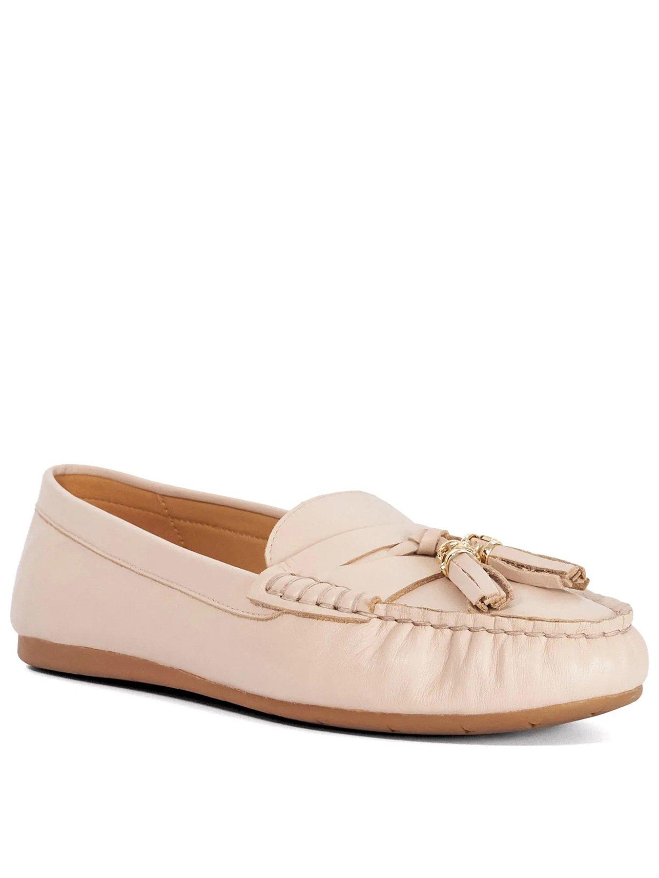 Dune London Wide Fit Geen Leather Tassel Trim Loafers - Pink