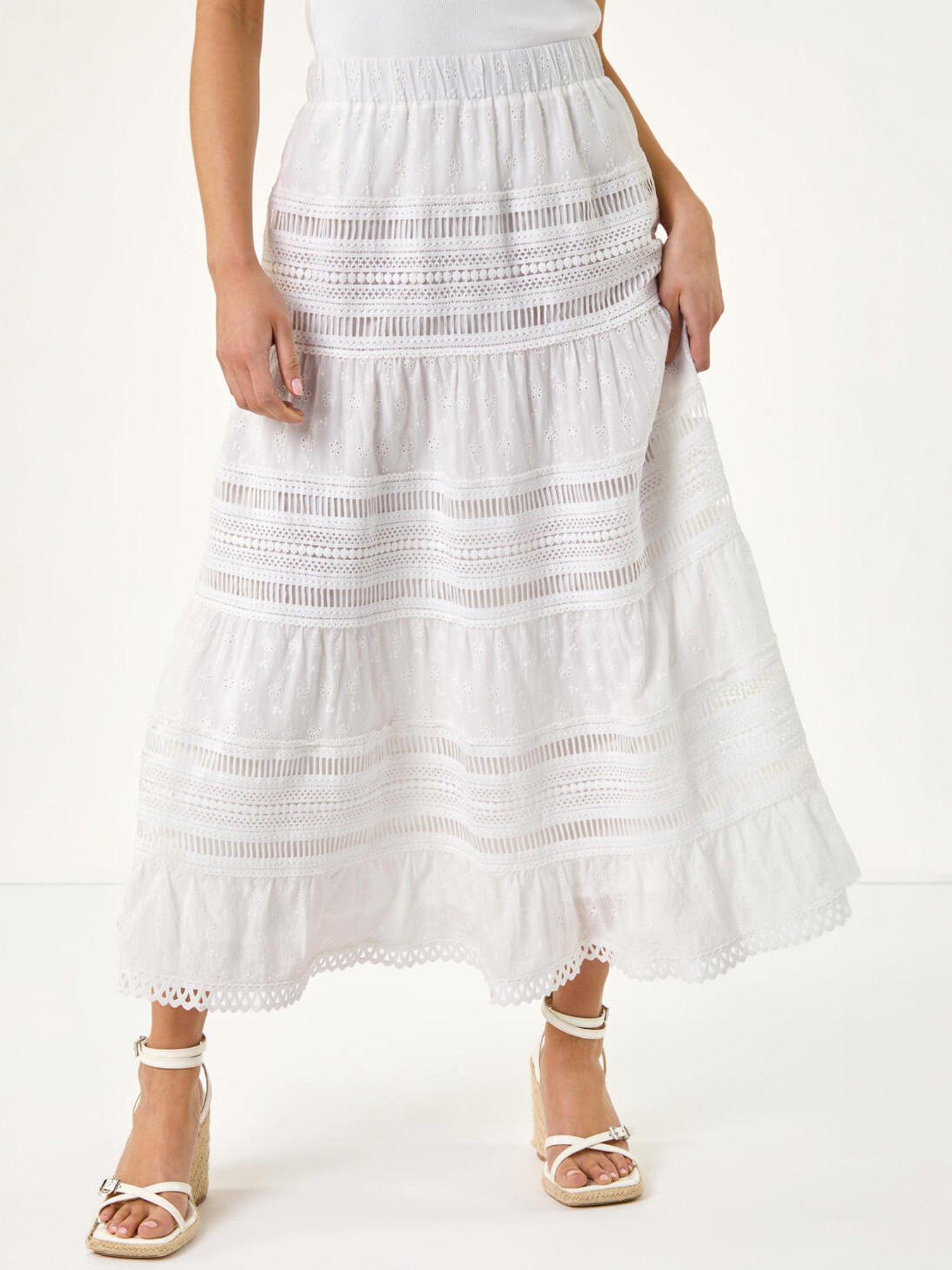 Roman Petite Lace Trim Maxi Skirt