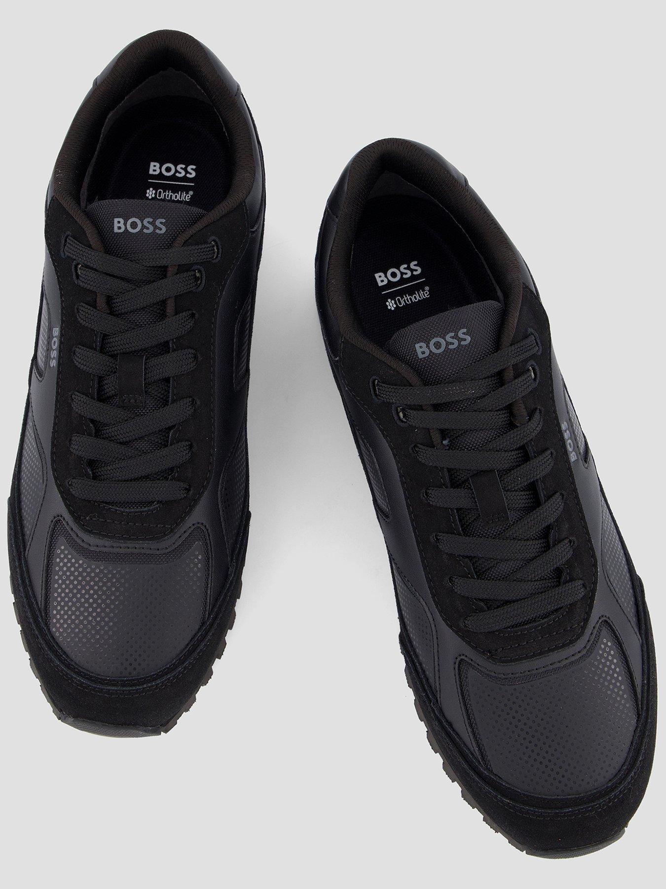 Image 3 of 7 of BOSS Boss Parkour-l Runn Suede Overlay Trainers - Black