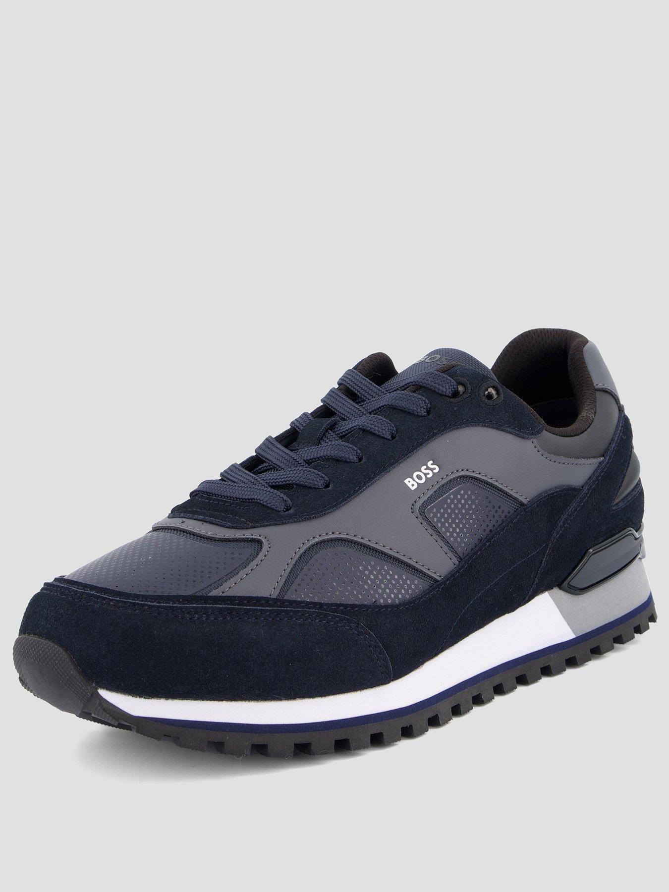 Image 2 of 7 of BOSS Parkour-L Runn Suede Overlay Trainers - Navy