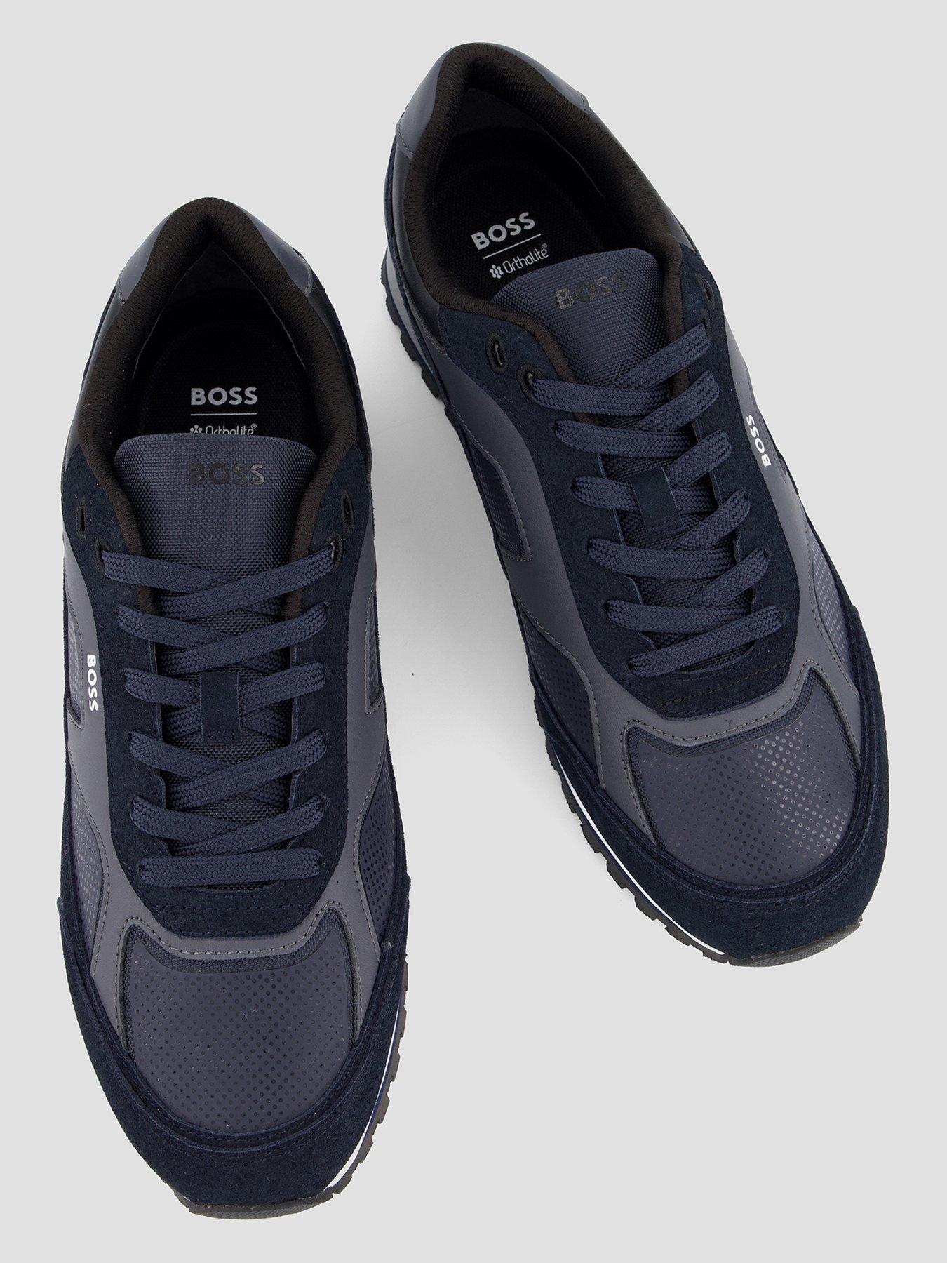 Image 3 of 7 of BOSS Parkour-L Runn Suede Overlay Trainers - Navy
