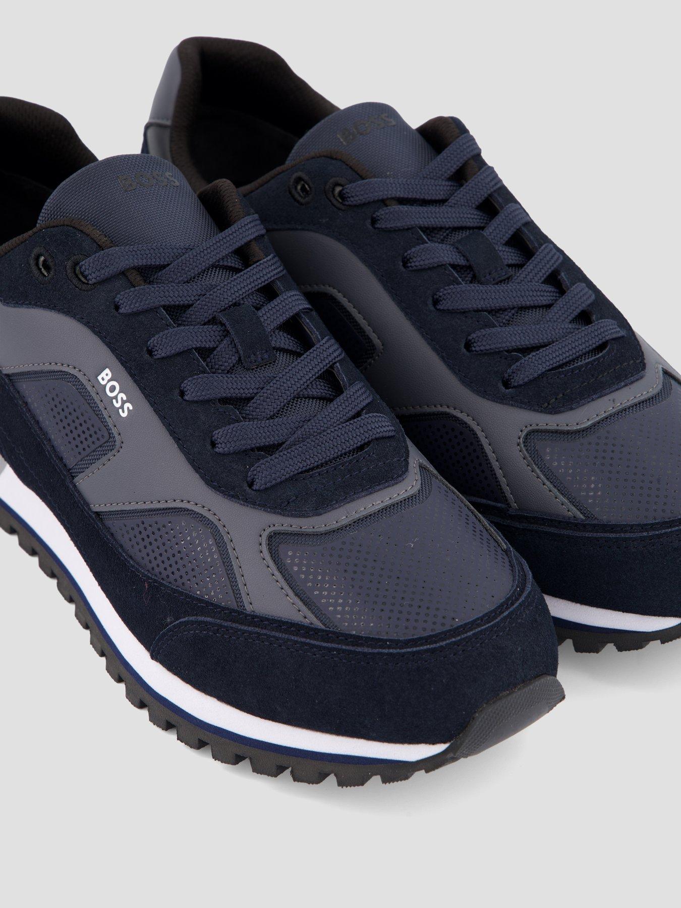 Image 5 of 7 of BOSS Parkour-L Runn Suede Overlay Trainers - Navy