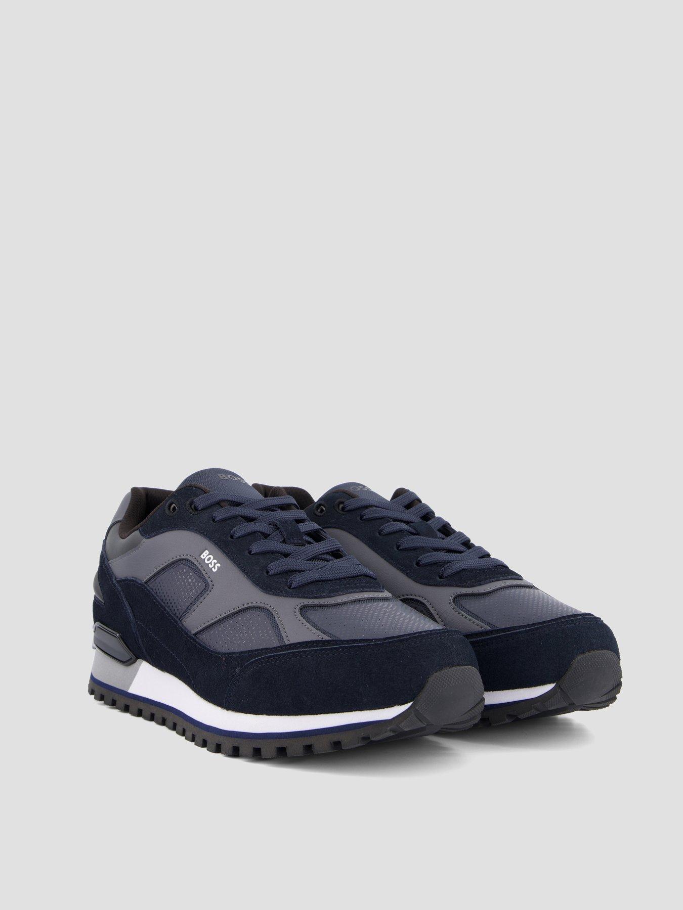 Image 6 of 7 of BOSS Parkour-L Runn Suede Overlay Trainers - Navy