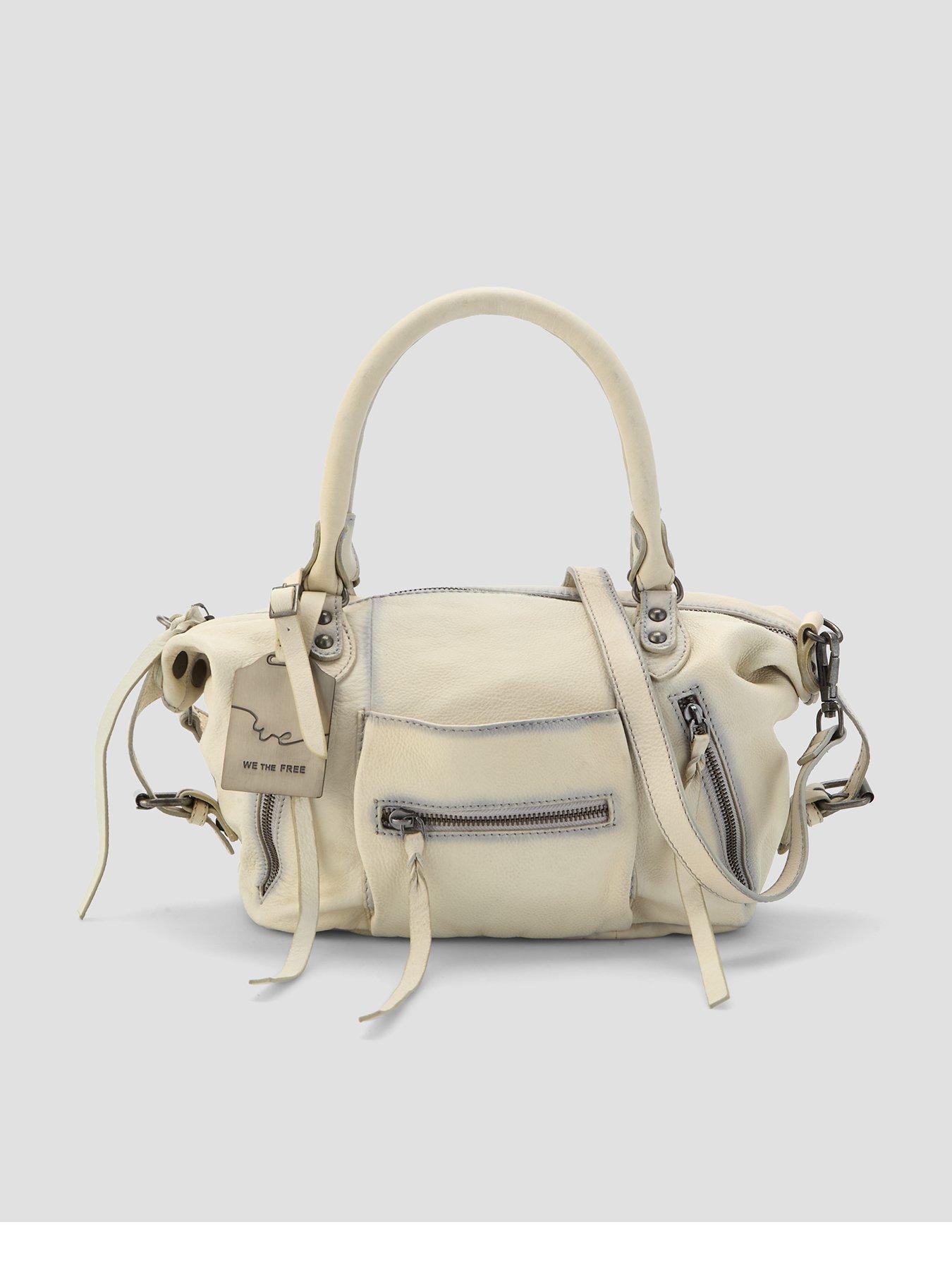 Image 1 of 4 of FREE PEOPLE Womens Emerson Zip-Top Leather Tote Bag - White