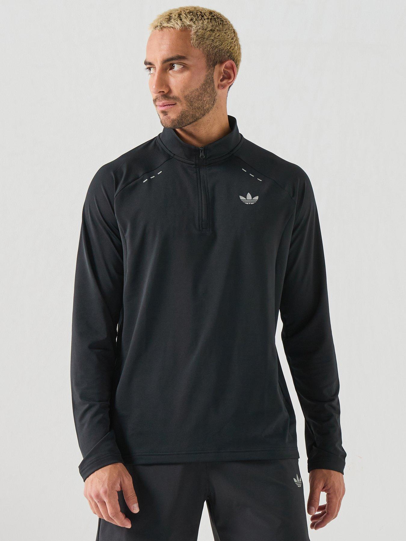 adidas Originals Mens Tech Essentials 1/4 Zip Long Sleeve Top - Black