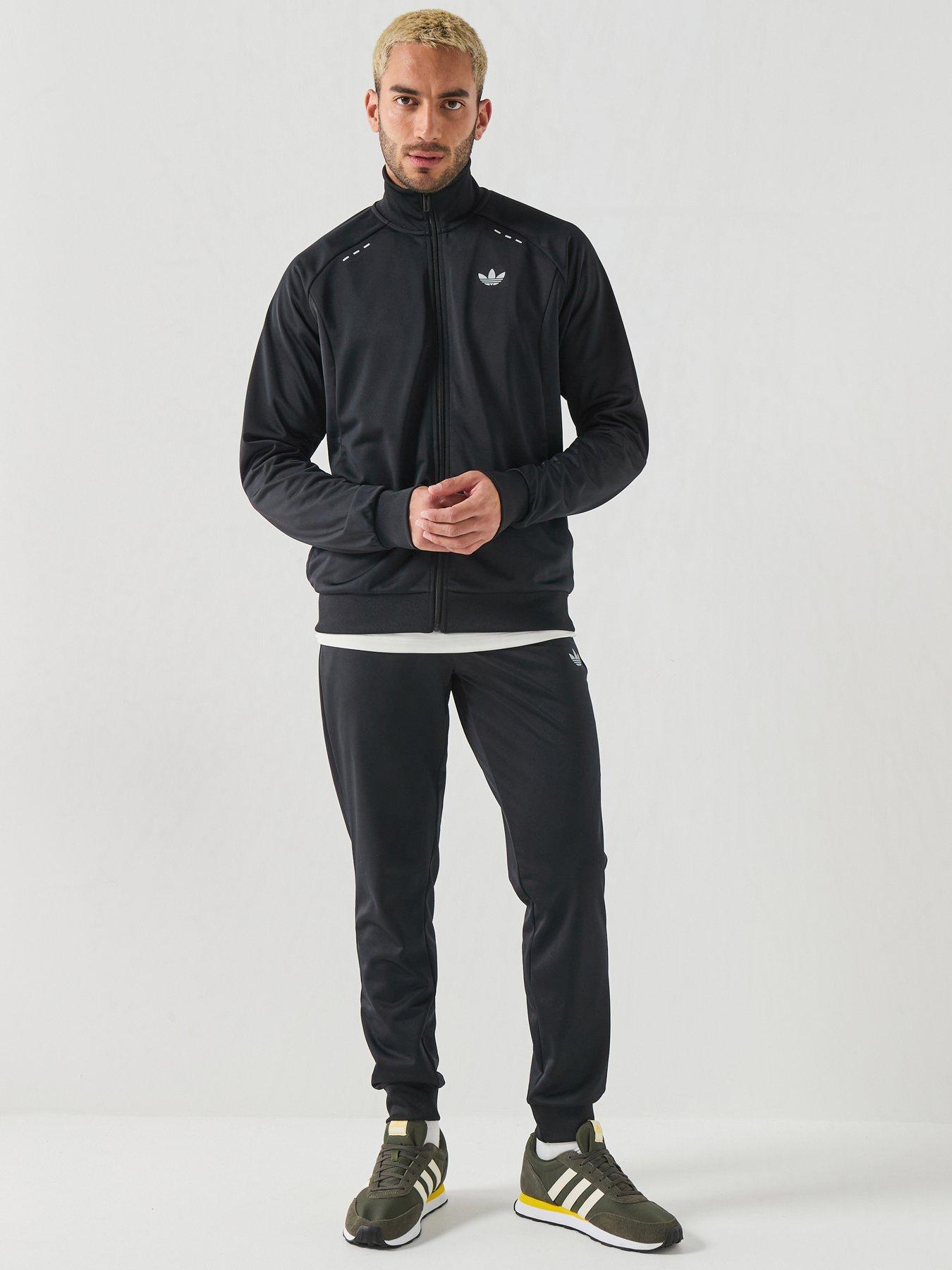 adidas Originals Men's Tech Essentials Tracksuit with Full Zip Track Top - Black