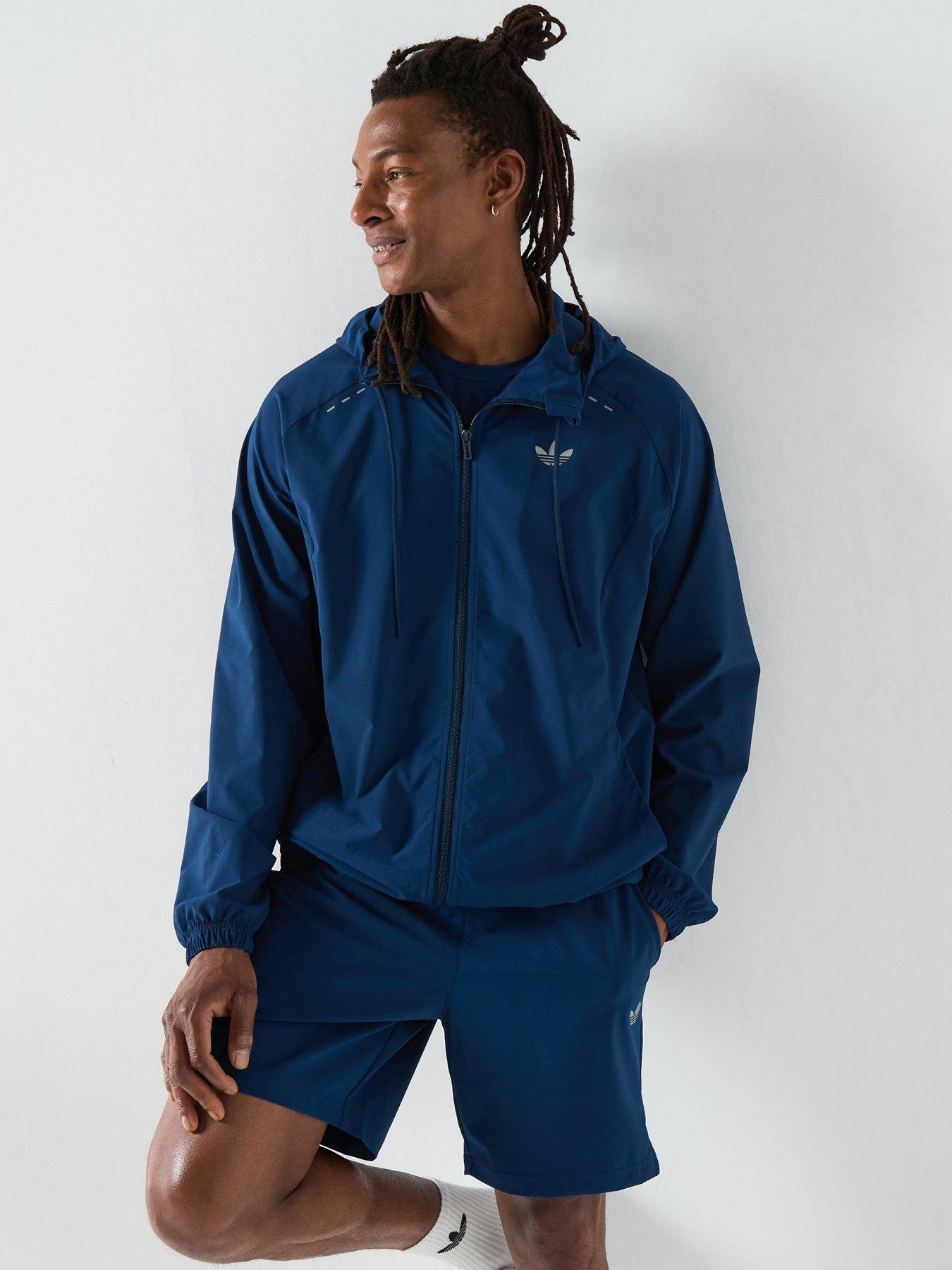 adidas Originals Tech Trefoil Essentials Hooded Full Zip Track Top - Blue