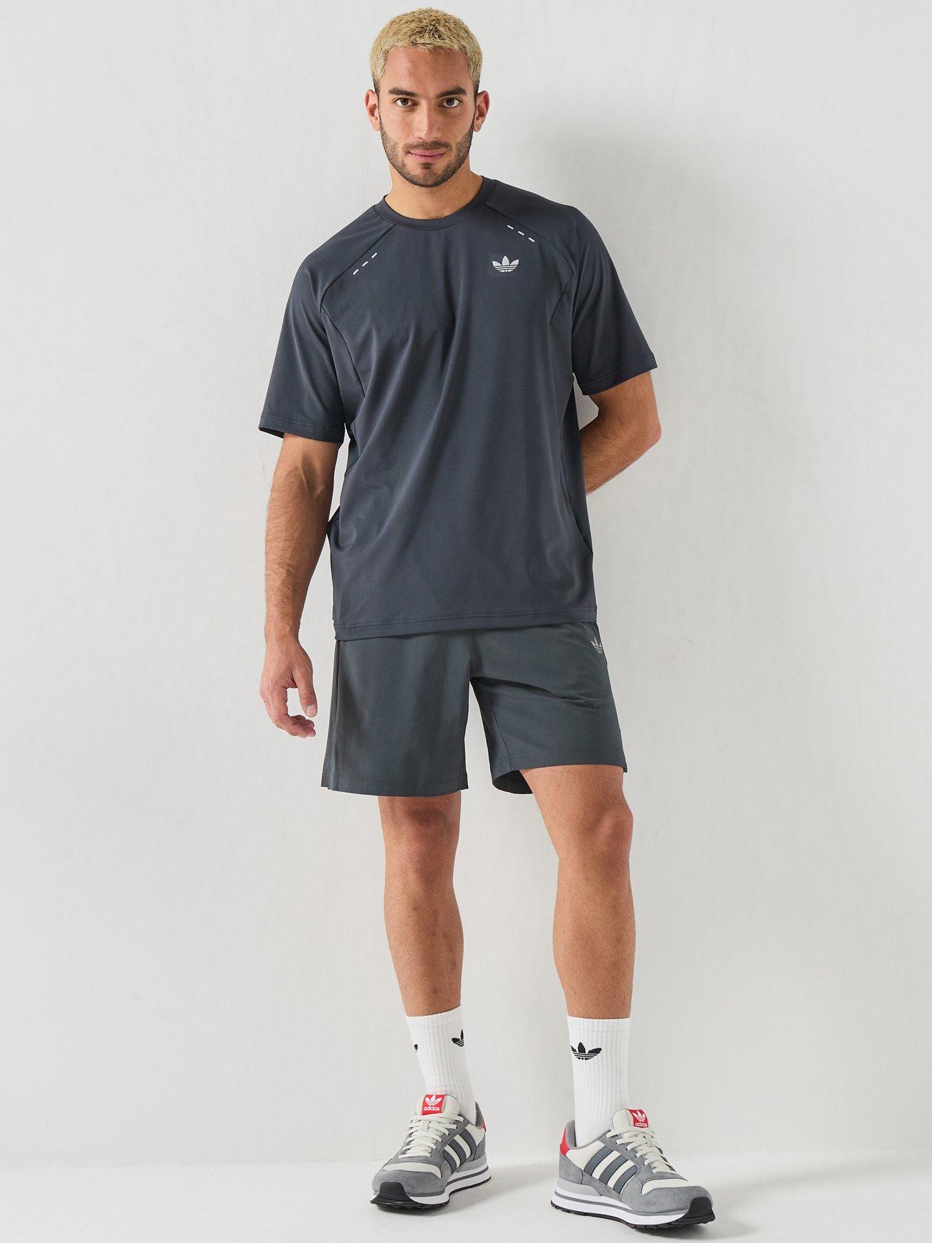 Image 3 of 6 of adidas Originals TECH TREFOIL ESSENTIALS POLYESTER T-Shirt - Night Grey