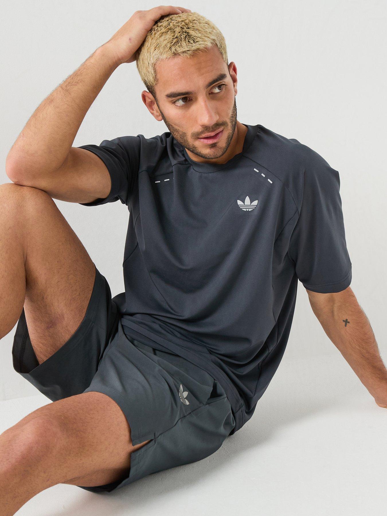 Image 6 of 6 of adidas Originals TECH TREFOIL ESSENTIALS POLYESTER T-Shirt - Night Grey