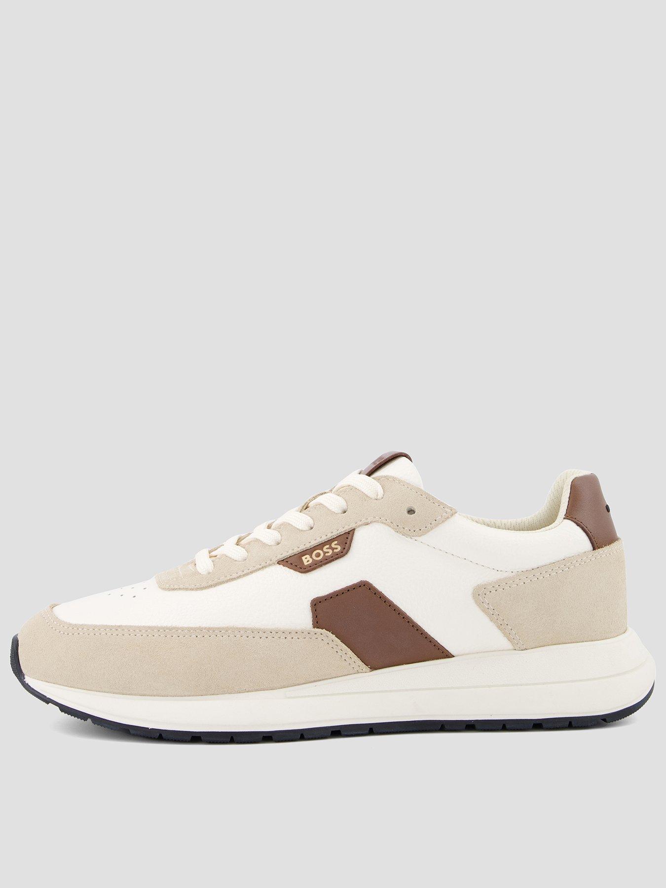 BOSS Vinston Runn Suede Detail Trainers - Light Beige