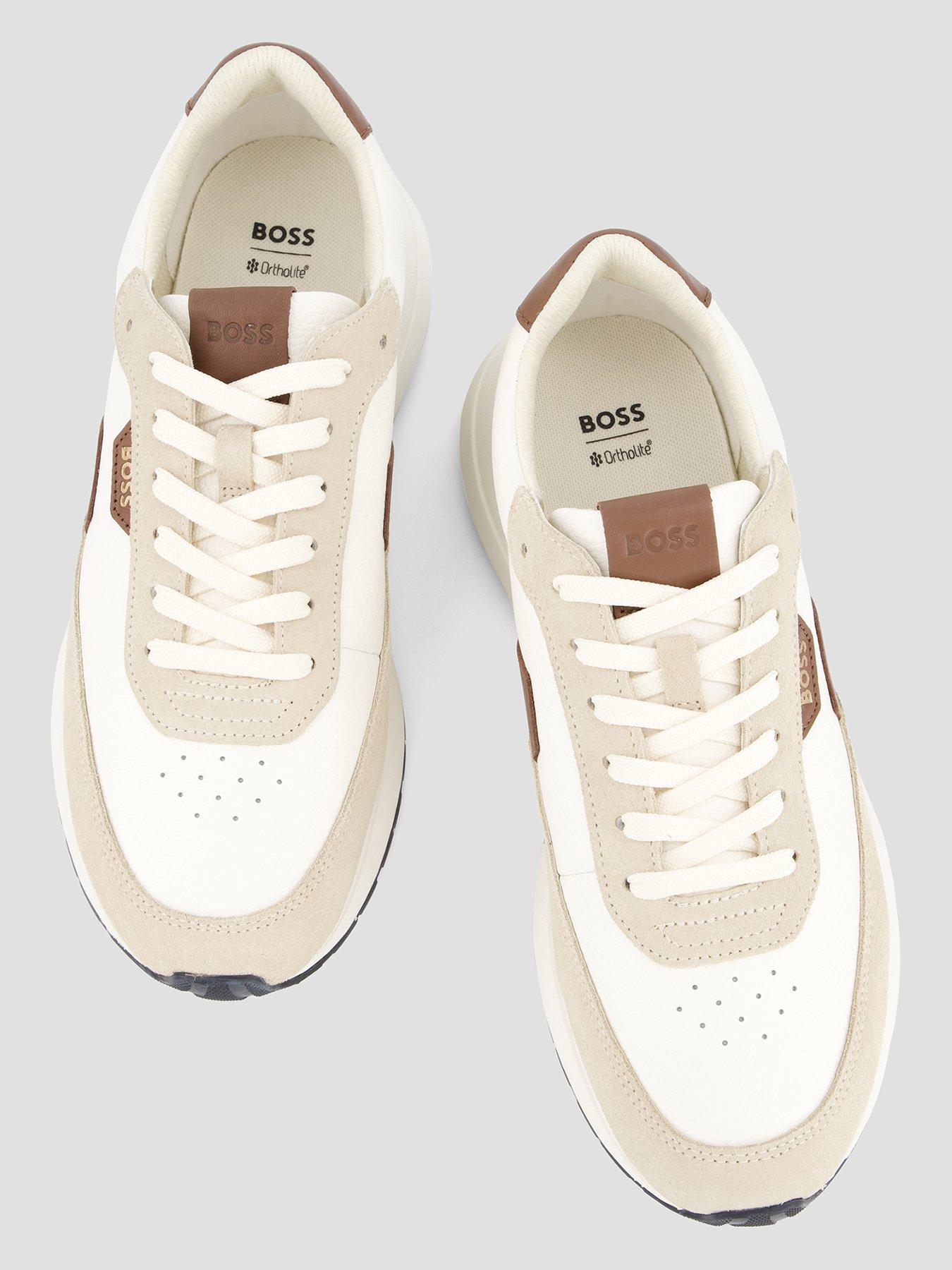 Image 3 of 6 of BOSS Vinston Runn Suede Detail Trainers - Light Beige