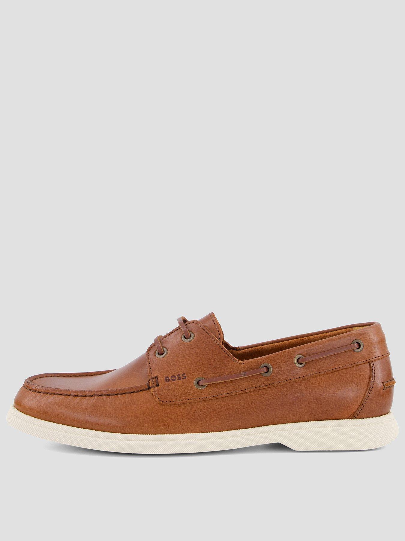 Image 1 of 7 of BOSS Sienne Leather Boat Shoes - Brown