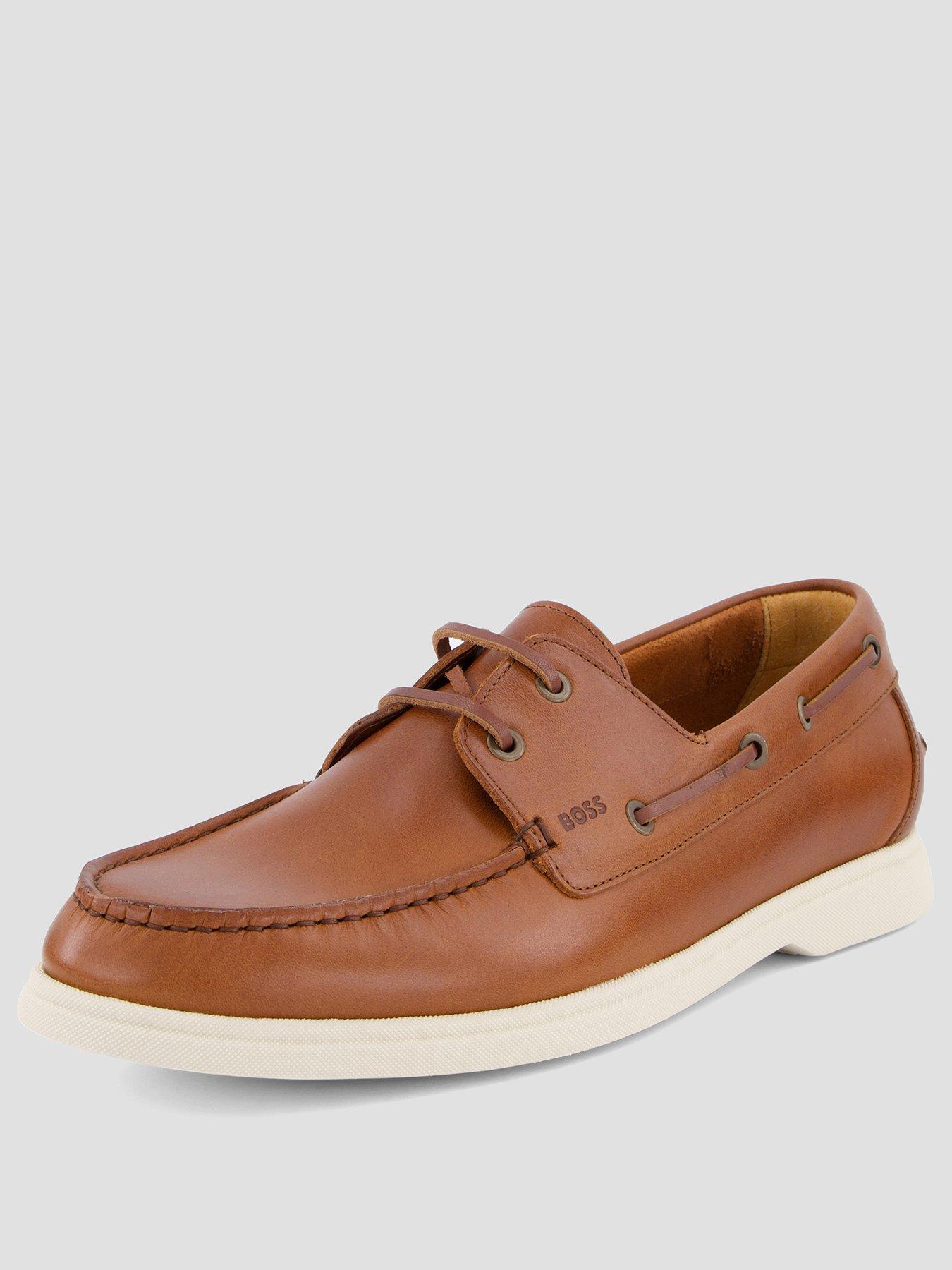 Image 2 of 7 of BOSS Sienne Leather Boat Shoes - Brown