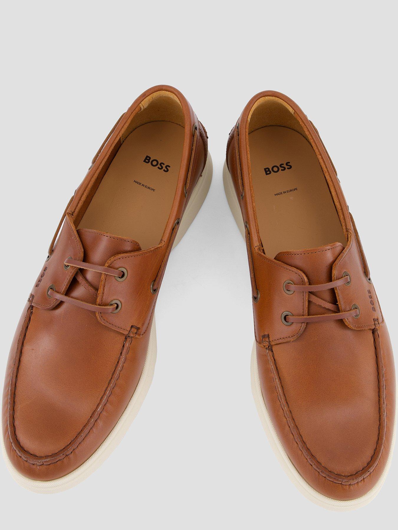 Image 3 of 7 of BOSS Sienne Leather Boat Shoes - Brown