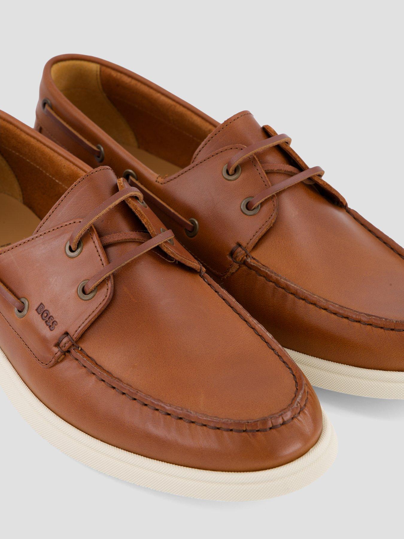 Image 5 of 7 of BOSS Sienne Leather Boat Shoes - Brown