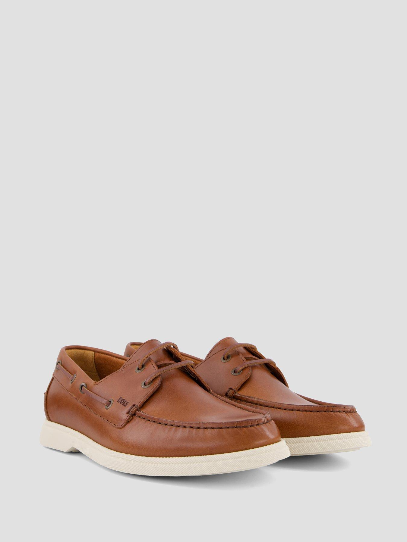Image 6 of 7 of BOSS Sienne Leather Boat Shoes - Brown