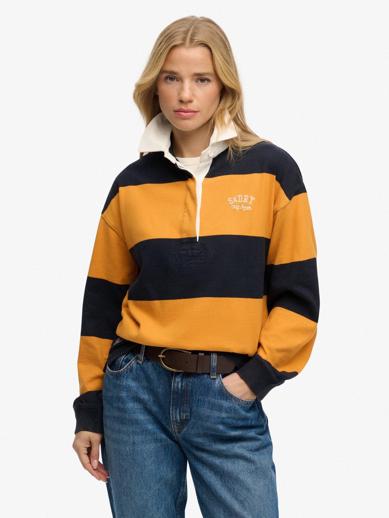 Image 1 of 5 of Superdry Heritage Stripe Rugby Top - Navy