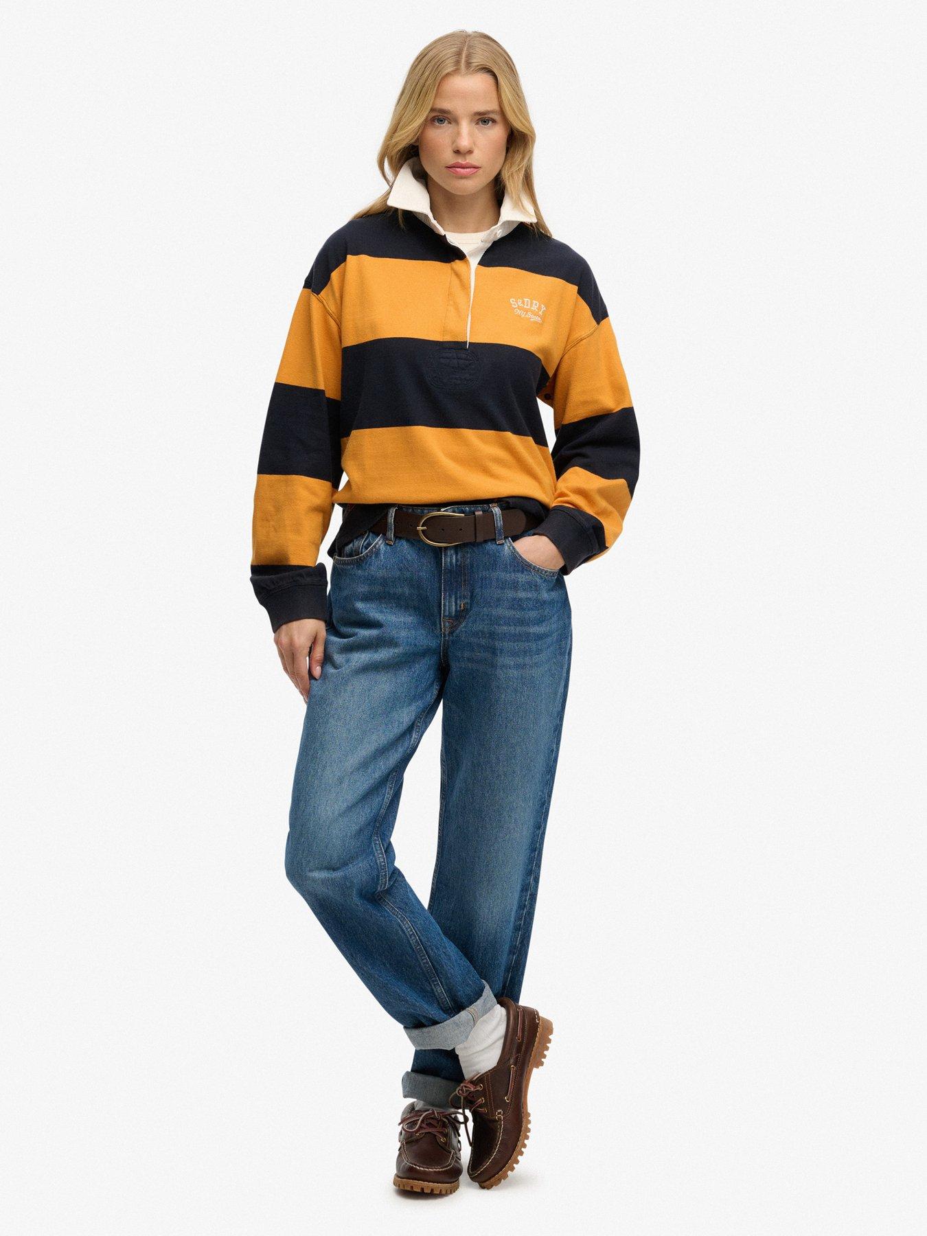 Image 3 of 5 of Superdry Heritage Stripe Rugby Top - Navy