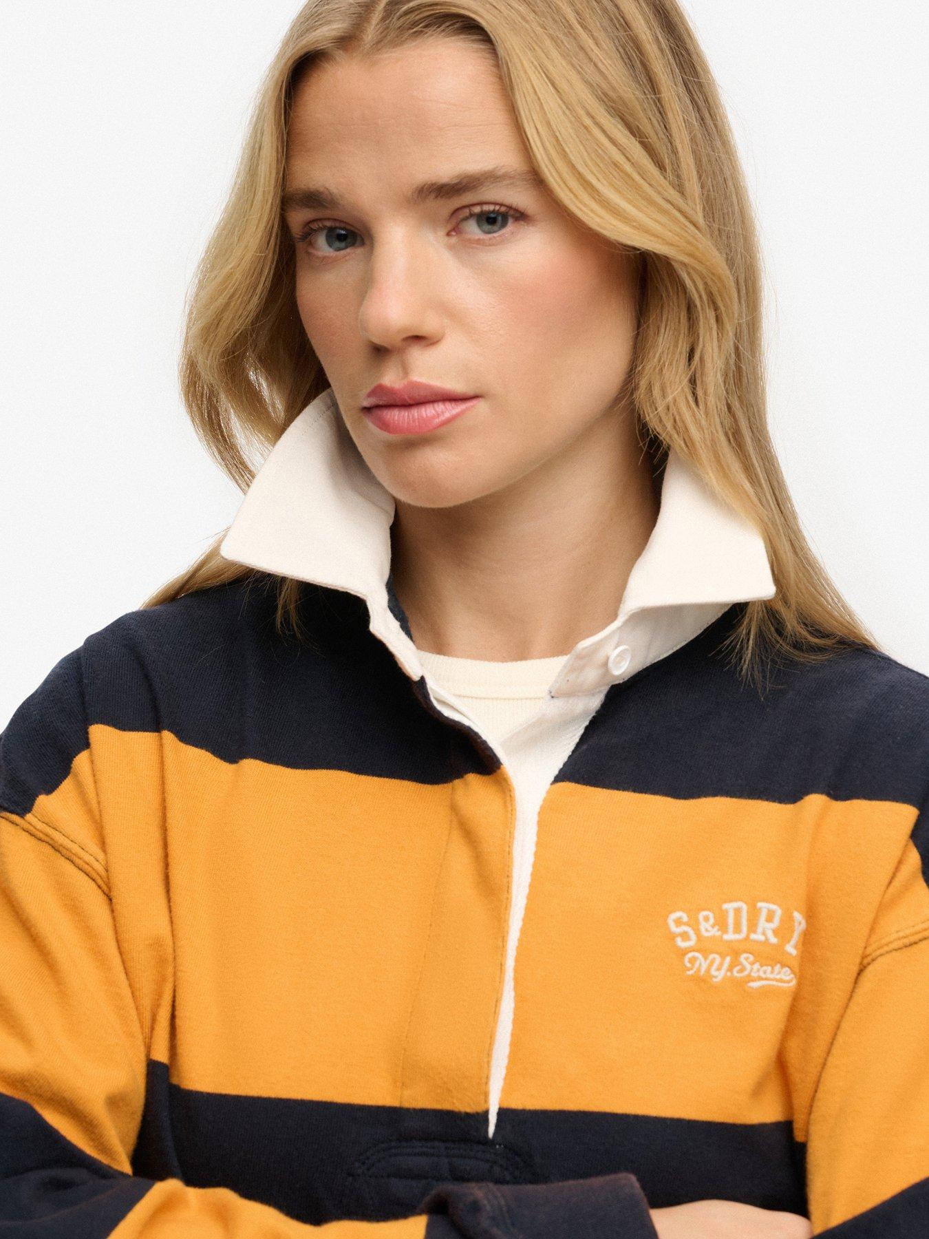 Image 4 of 5 of Superdry Heritage Stripe Rugby Top - Navy