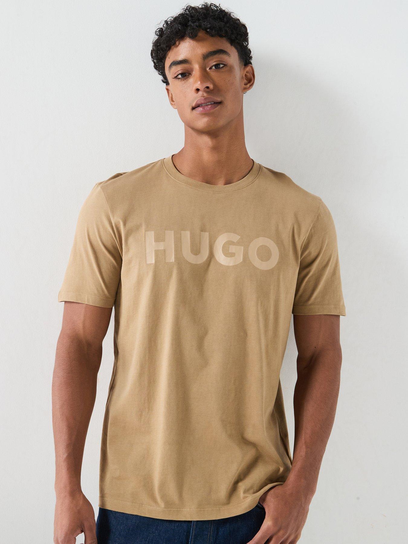 HUGO Dulivio Regular Fit Large Logo T-Shirt - Beige