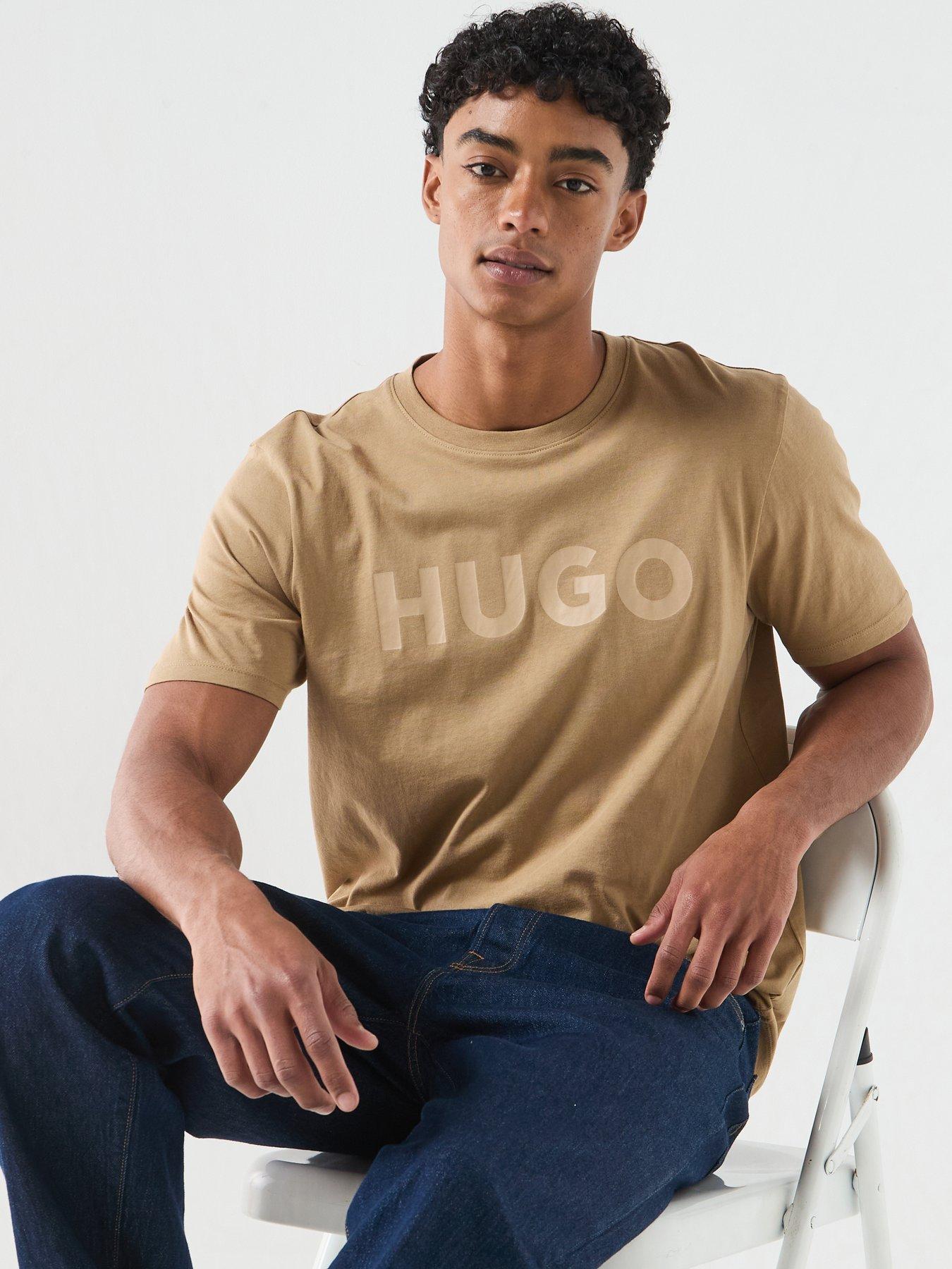 Image 5 of 5 of HUGO Dulivio Regular Fit Large Logo T-Shirt - Beige