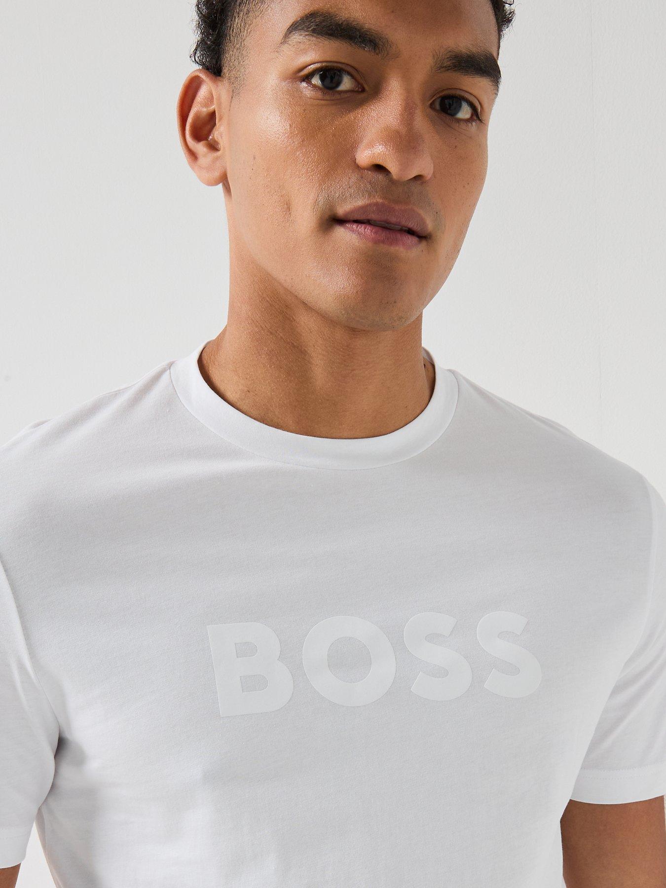 Image 4 of 4 of BOSS Te_Logo Central Large Logo T-Shirt - White