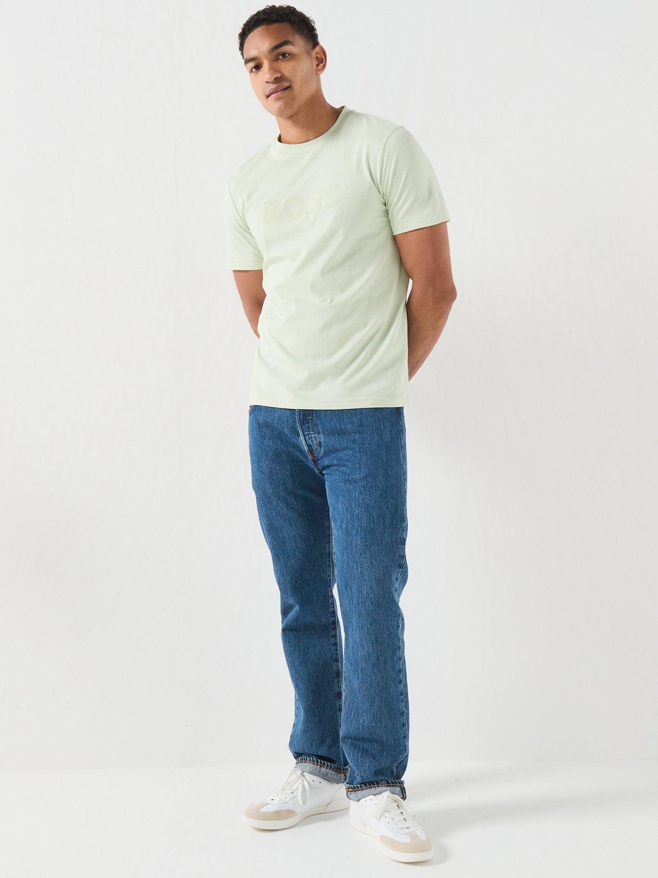 Image 3 of 4 of BOSS Te_Logo Central Large Logo T-Shirt - Light Green