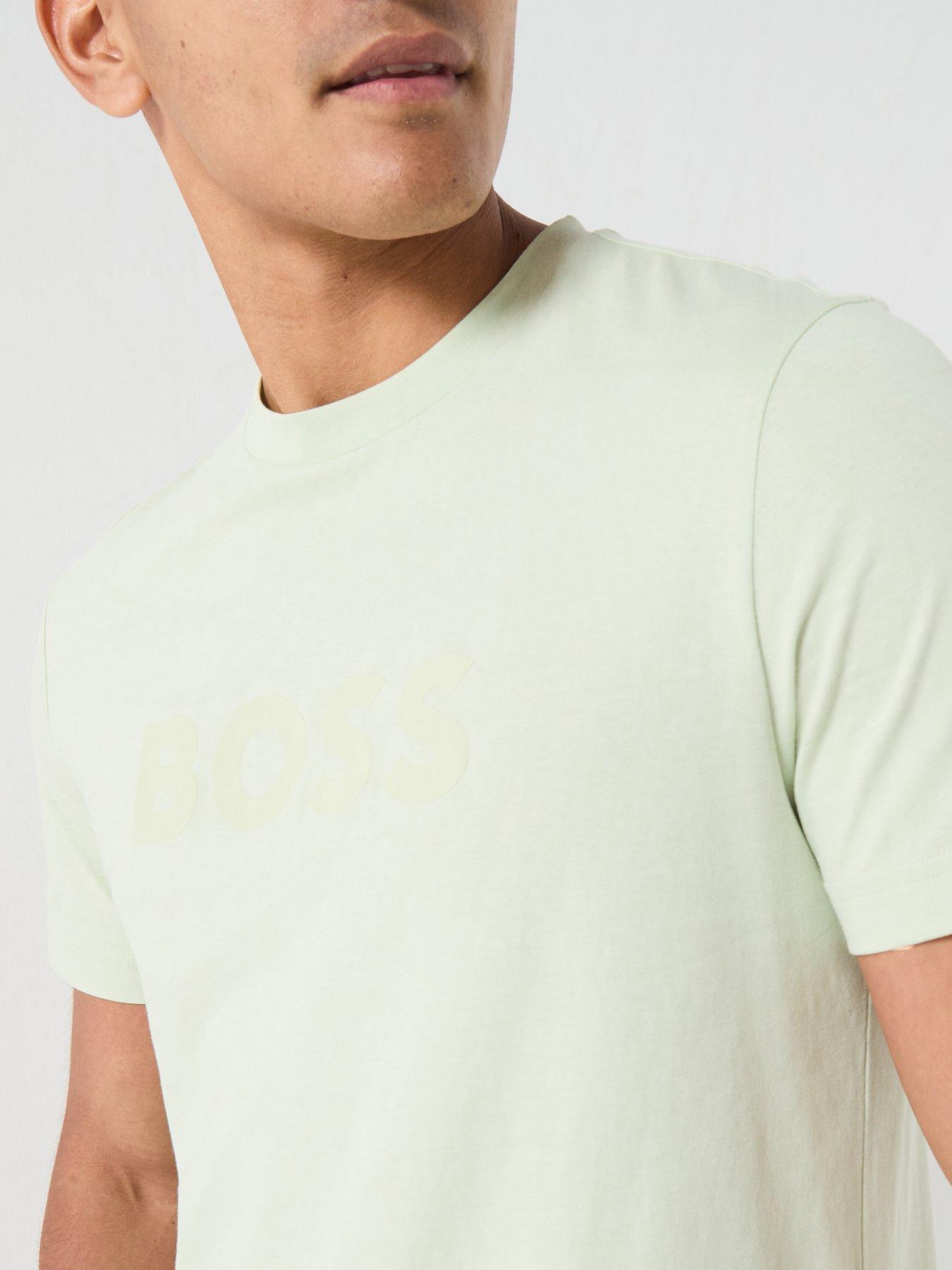Image 4 of 4 of BOSS Te_Logo Central Large Logo T-Shirt - Light Green
