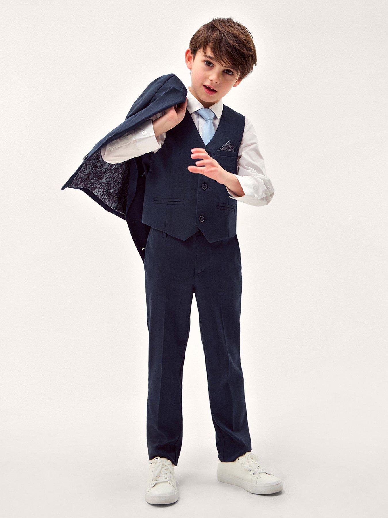 Image 1 of 4 of Monsoon Boys Harry Herringbone Blazer - Navy