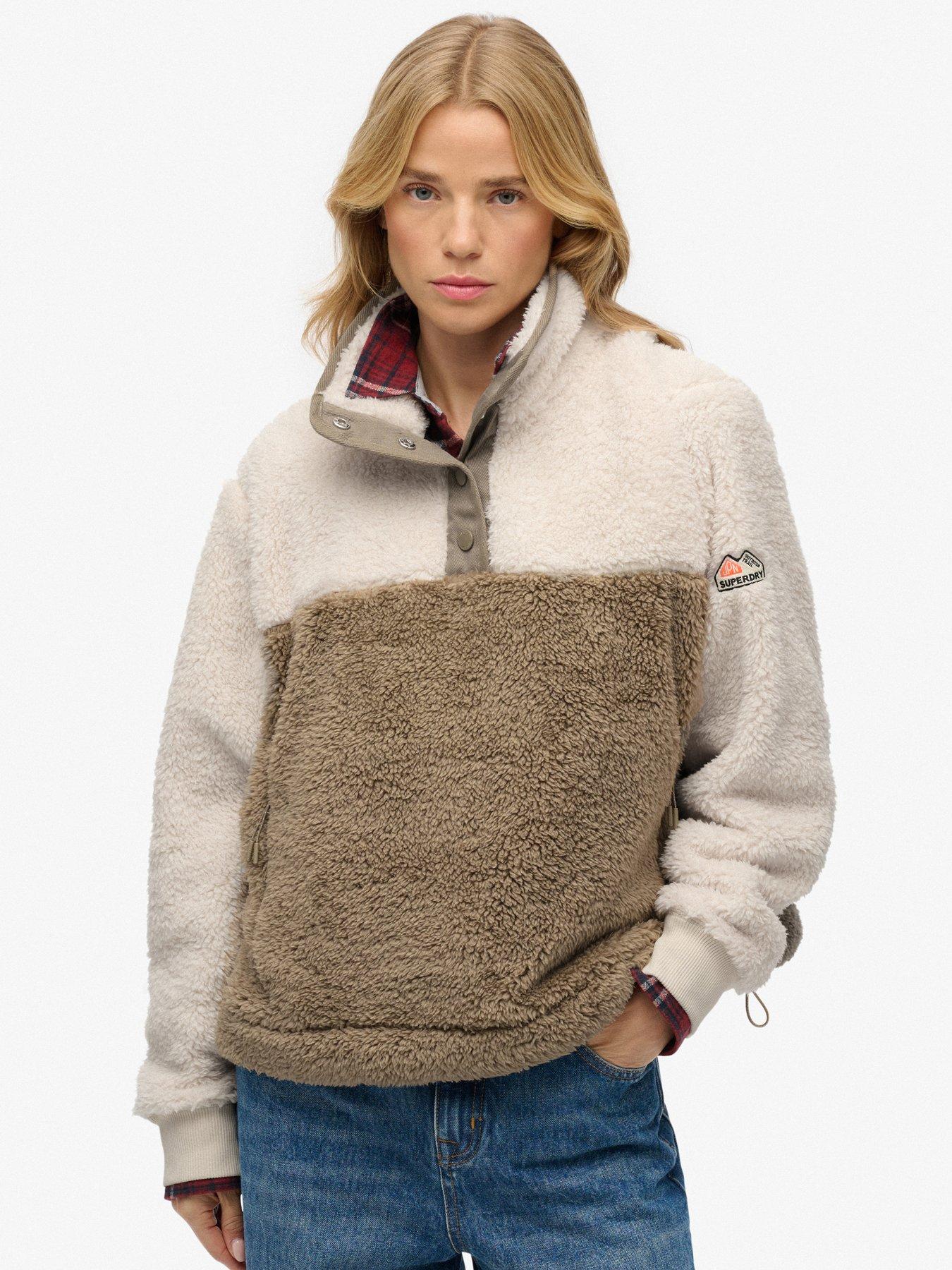 Image 1 of 5 of Superdry Super Soft Mash Up Half Zip Fleece - Beige