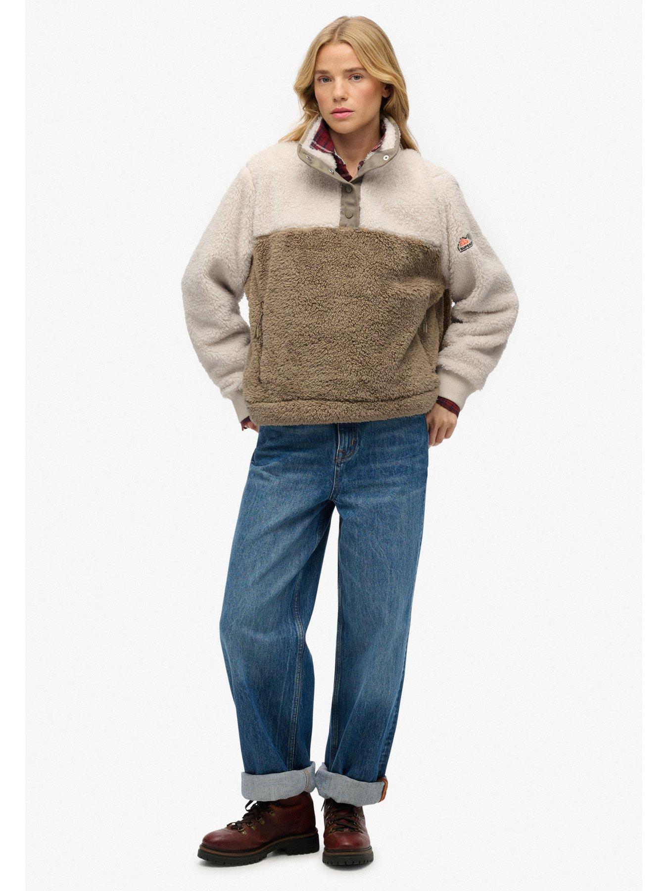 Image 3 of 5 of Superdry Super Soft Mash Up Half Zip Fleece - Beige