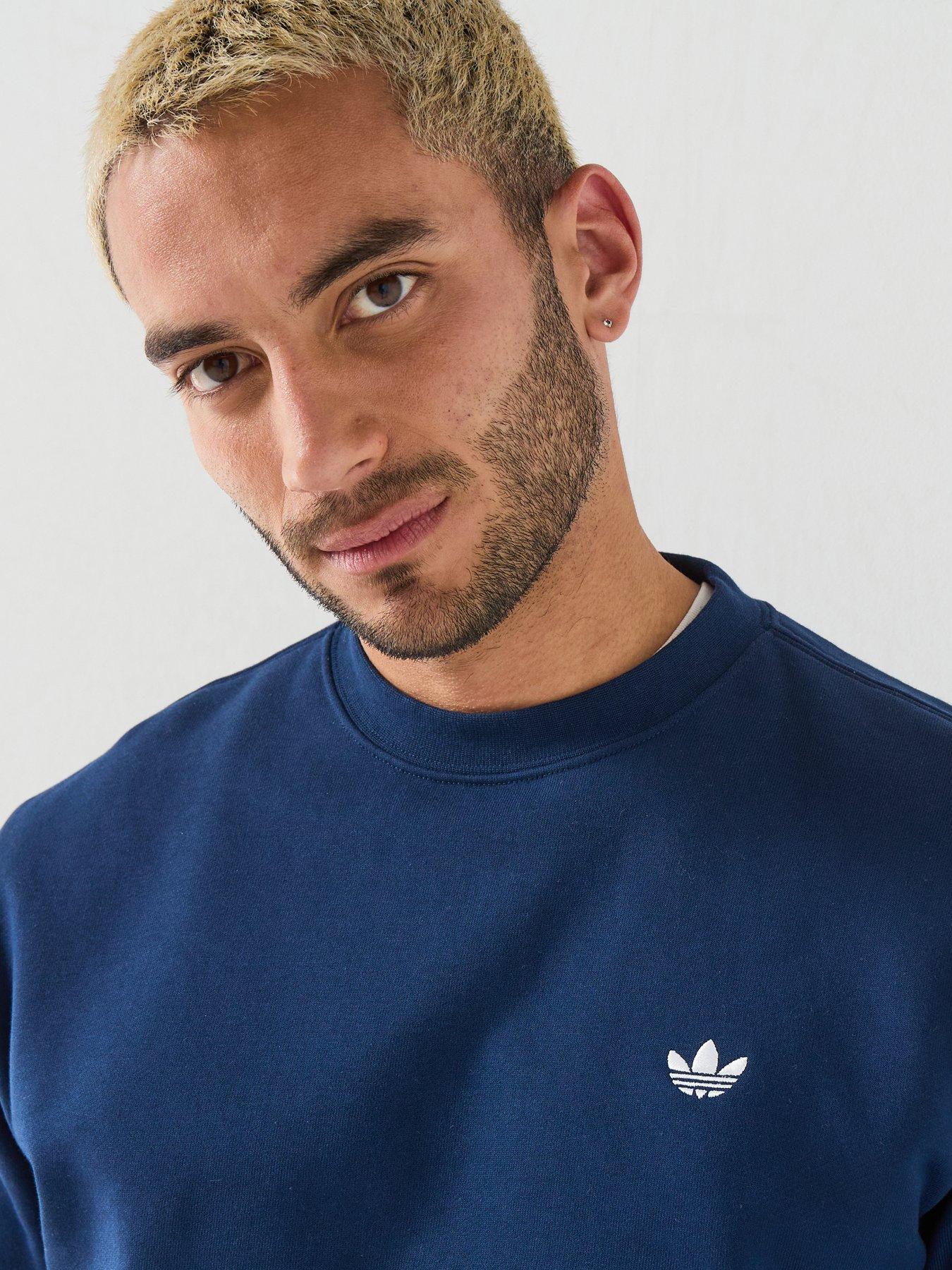 Image 4 of 6 of adidas Originals Mens Training Essential Long Sleeve Crew - Blue