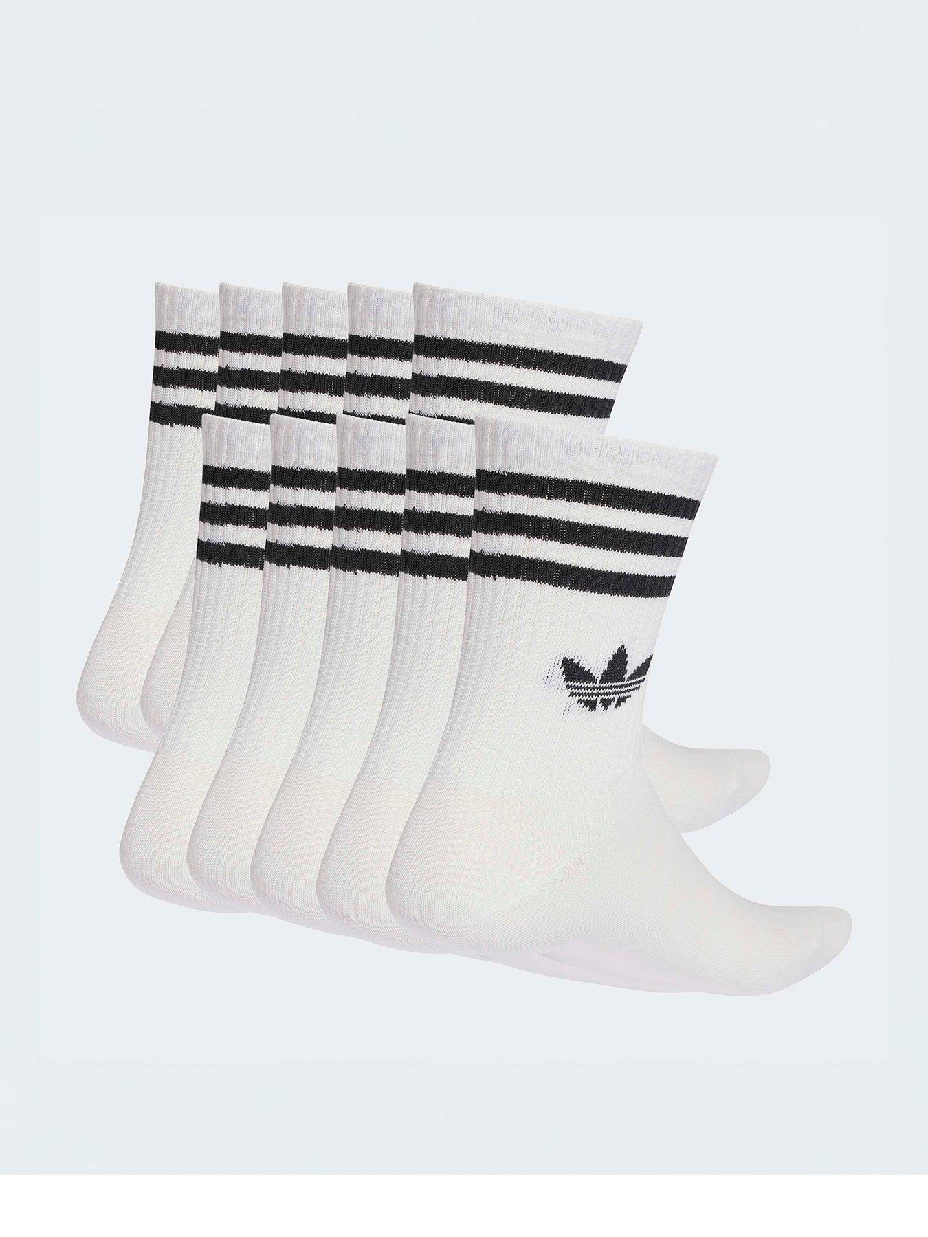 adidas Originals Unisex 3 Stripe Crew Socks 10 Pack - White