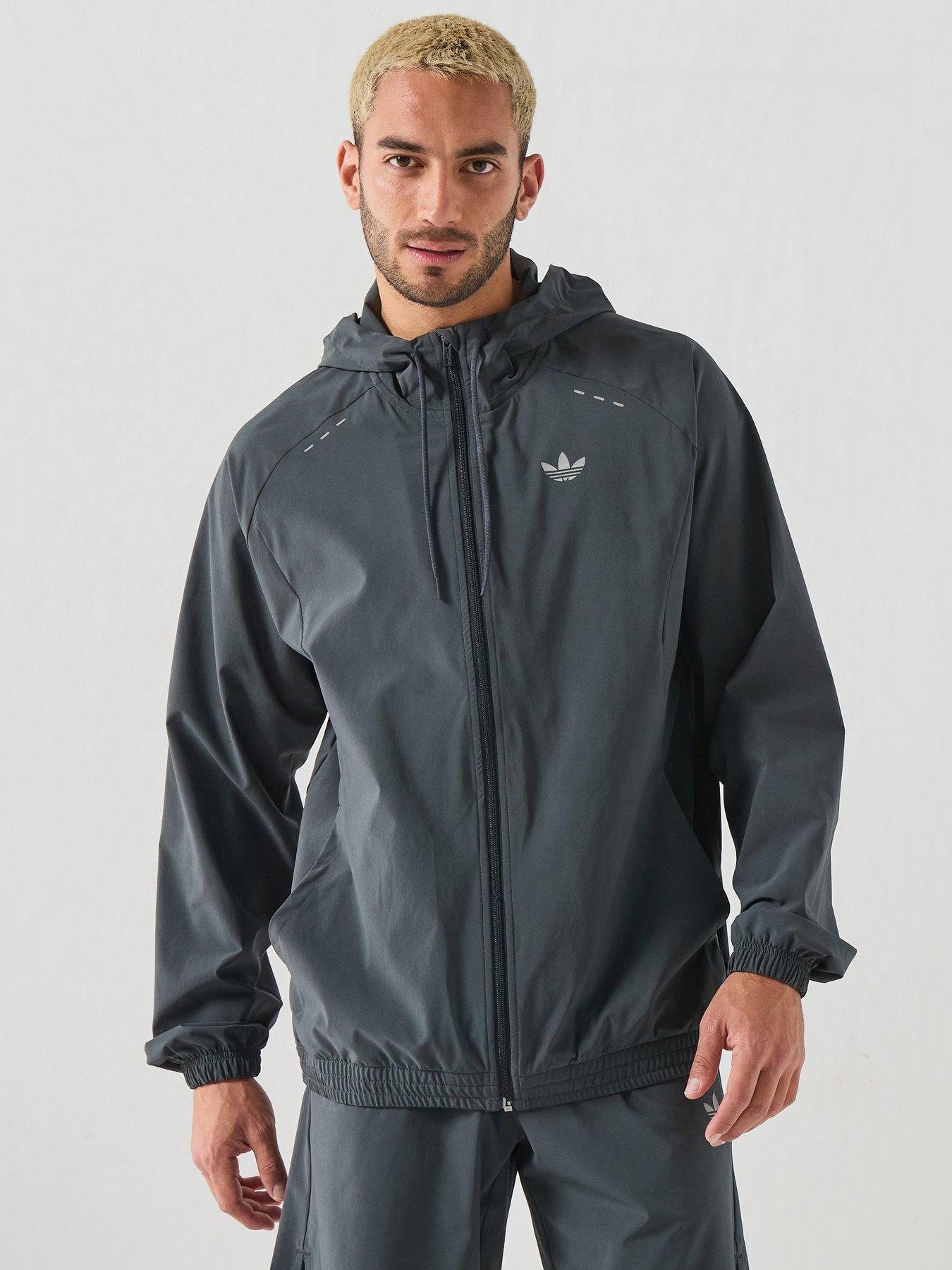 Image 1 of 6 of adidas Originals TECH TREFOIL ESSENTIALS WINDBREAKER - Night Grey