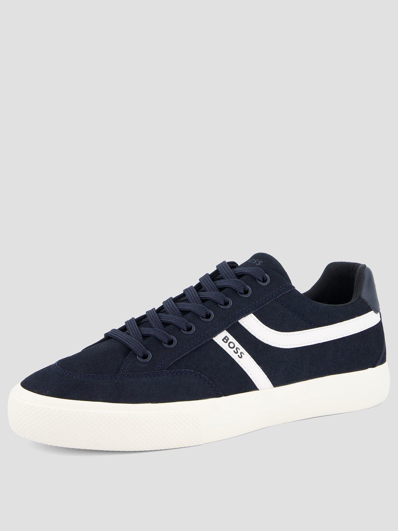 Image 2 of 7 of BOSS Orange Aiden Pipe Trim Tennis Trainers - Navy