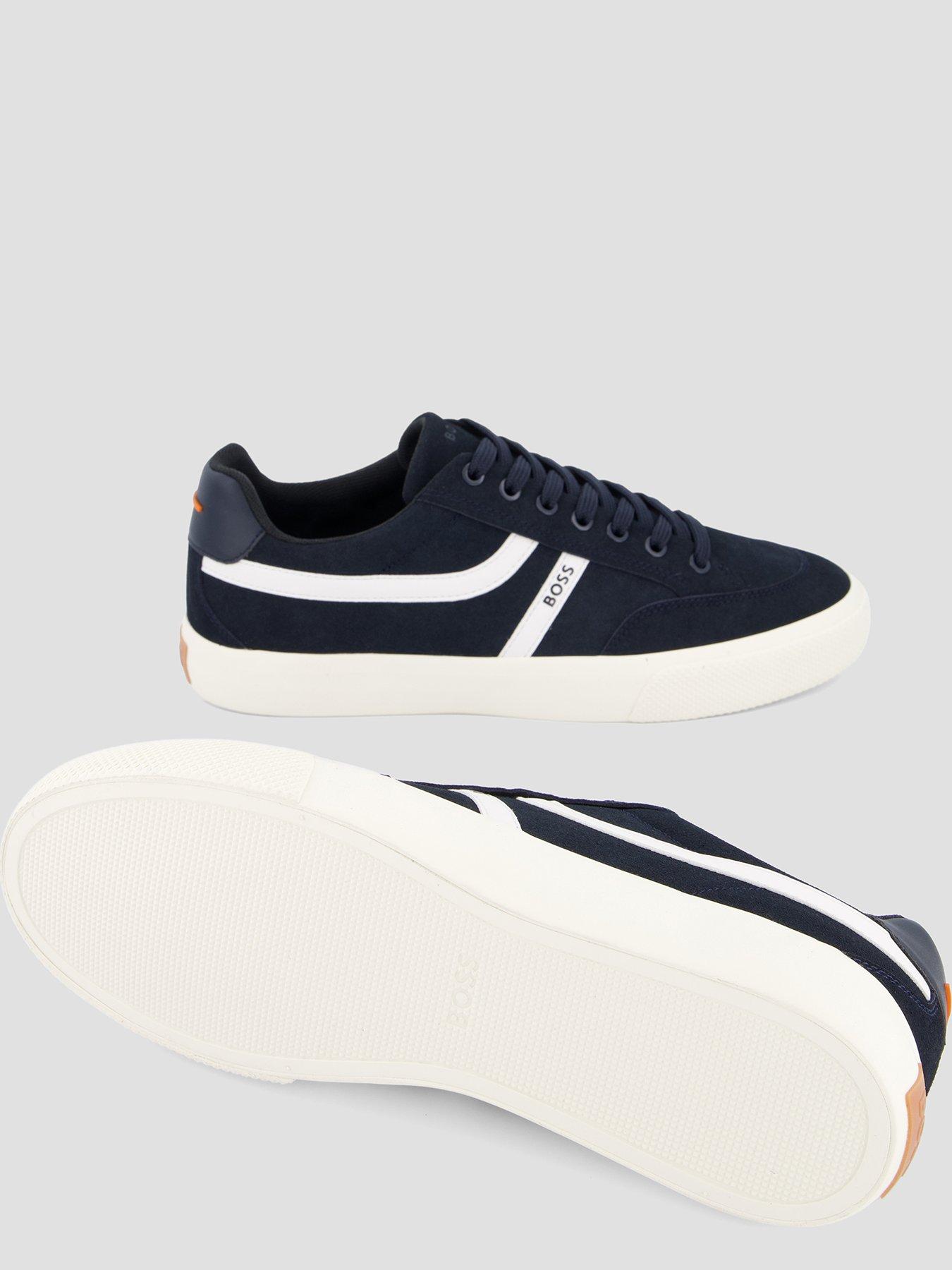 Image 4 of 7 of BOSS Orange Aiden Pipe Trim Tennis Trainers - Navy