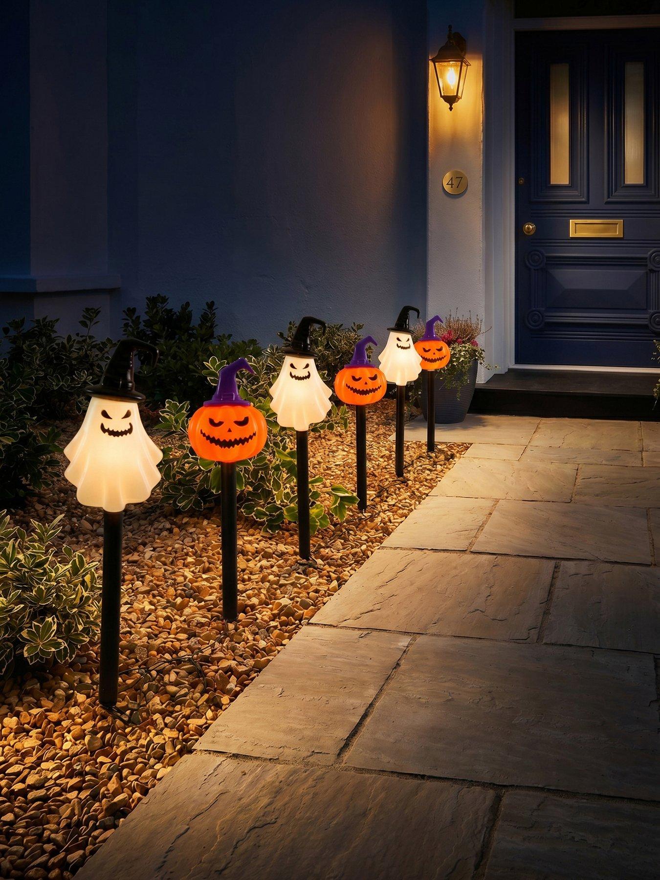 Smart Halloween Set of 6 Spooky Stake Lights Outdoor Halloween Decorations