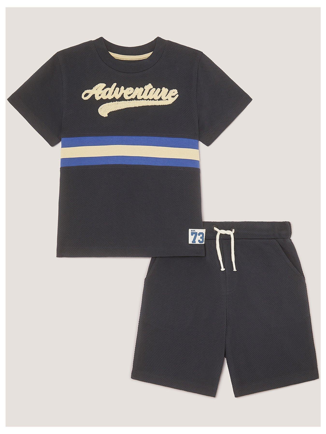 Monsoon Boys Jersey Stripe Short Set - Blue
