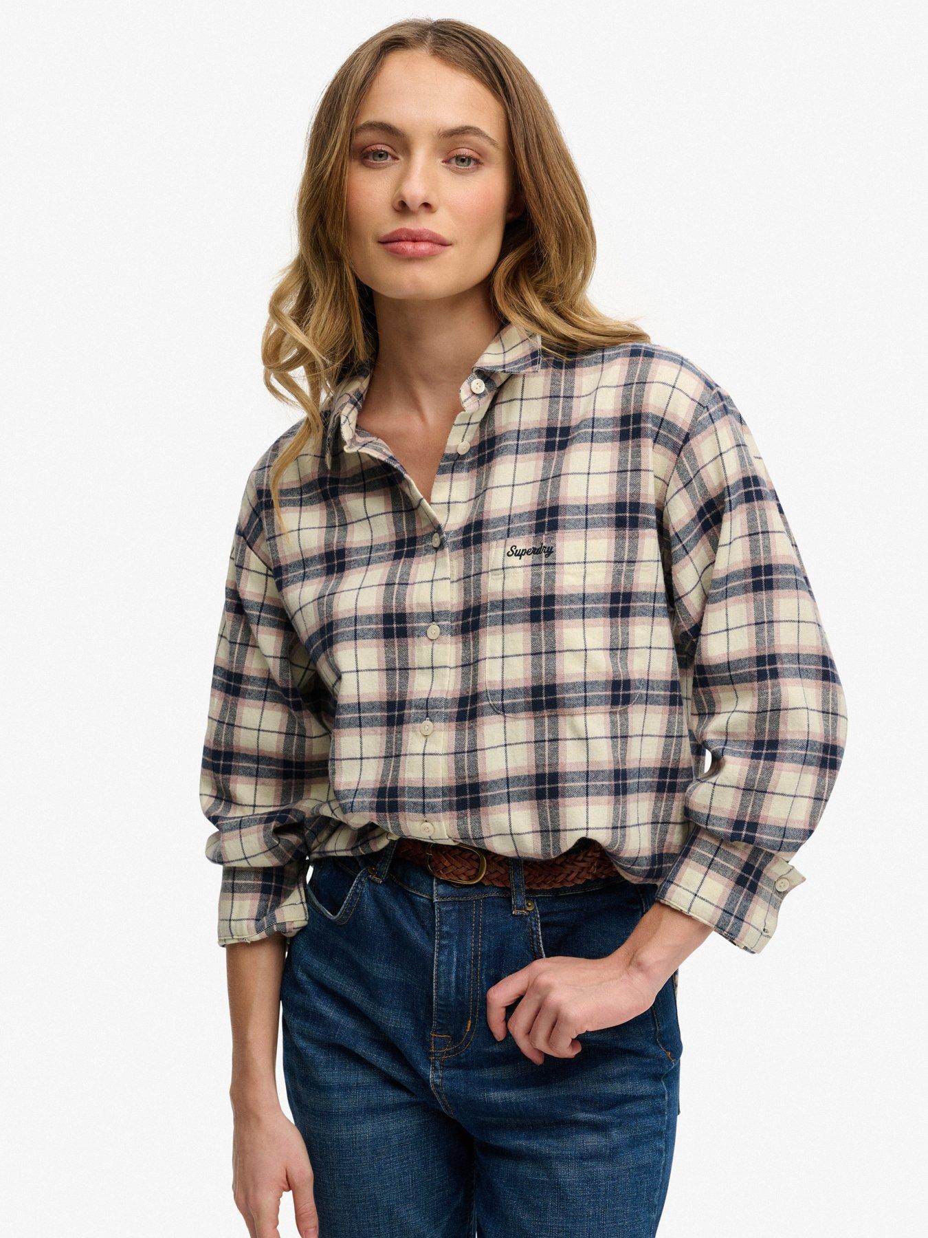 Superdry Check Flannel Relaxed Shirt - Cream