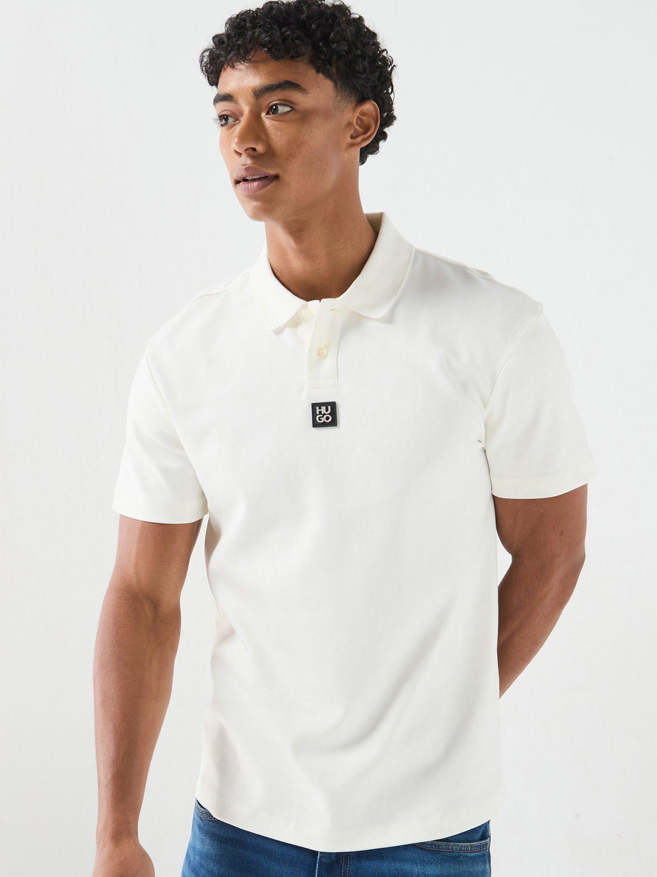 HUGO Deabono_D Centre Stacked Nikel Logo Polo Shirt - Off White