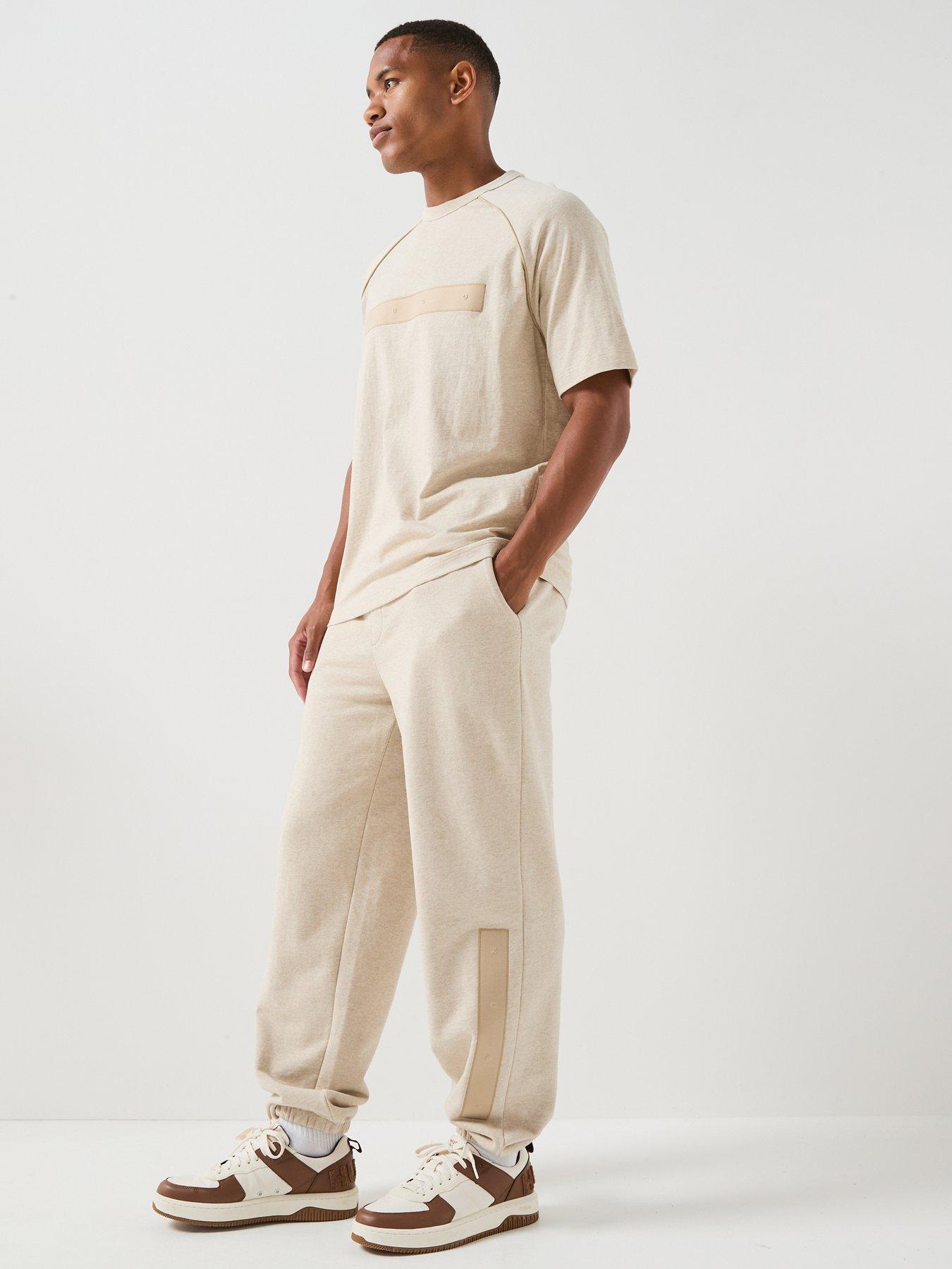 Image 1 of 6 of HUGO Dalipant Tonal Logo Joggers - Light Beige