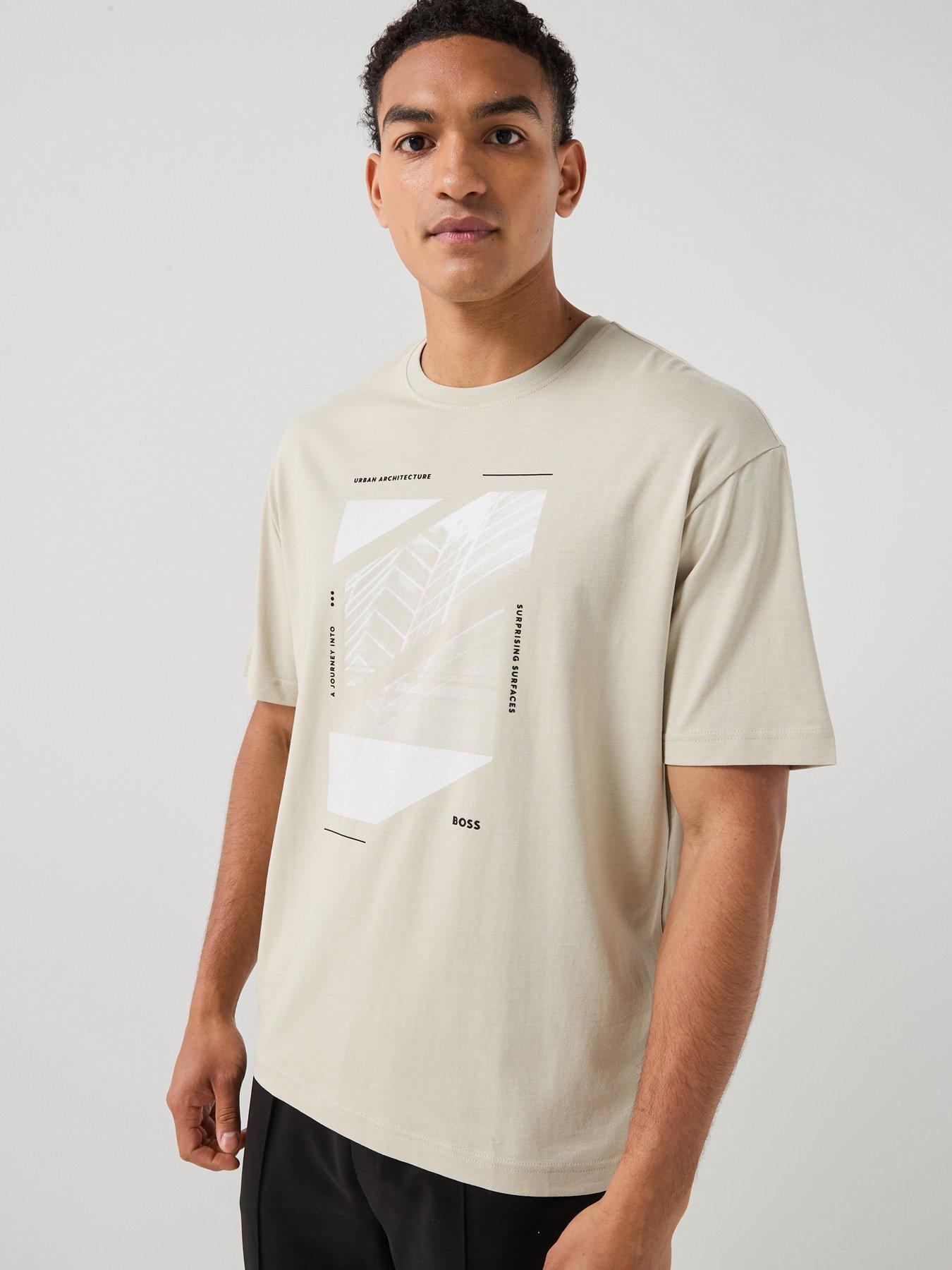 BOSS Te_Journey Graphic T-Shirt - Light Beige