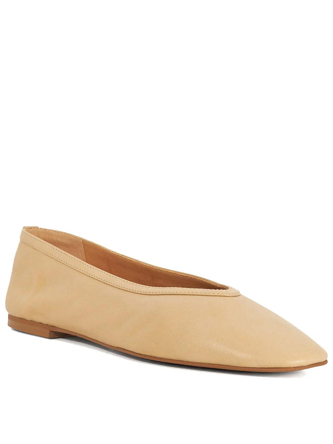 Dune London Hetta Leather Ballet Flat Shoes - Brown