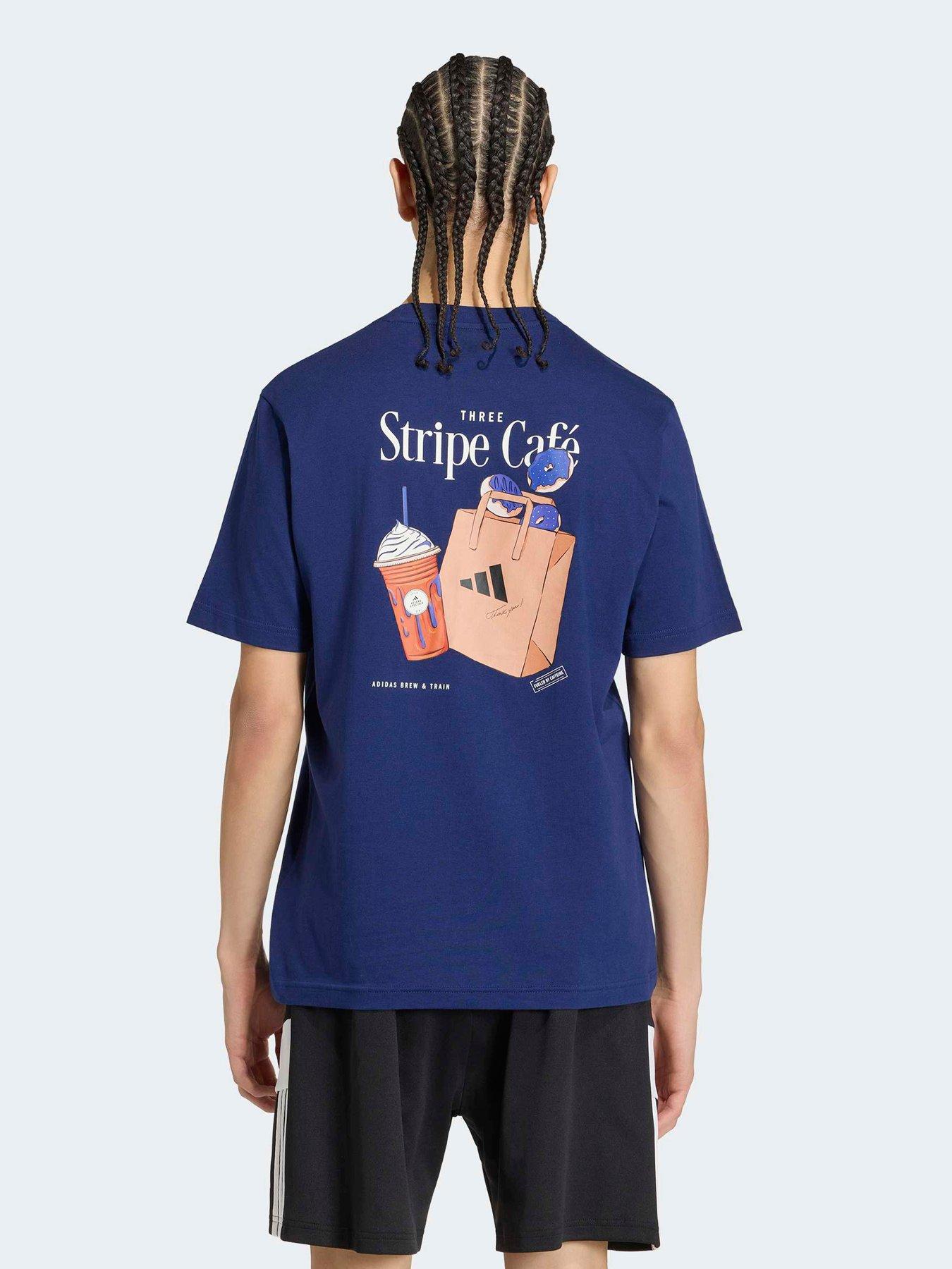 adidas Sportswear Men's Coffee Cafe Donut Bag Graphic T-Shirt - Blue