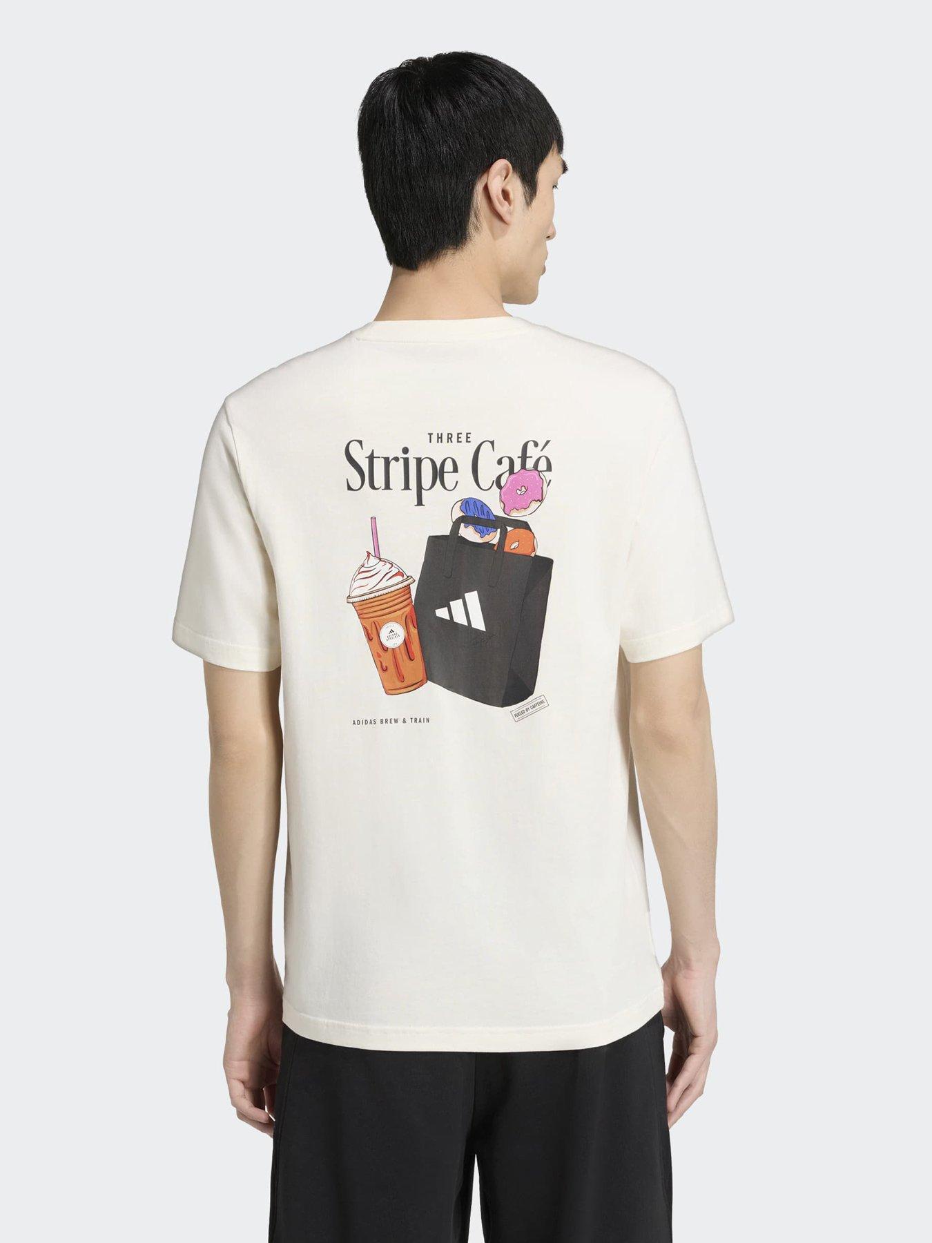 adidas Sportswear Men's Coffee Cafe Donut Bag Graphic T-Shirt - White
