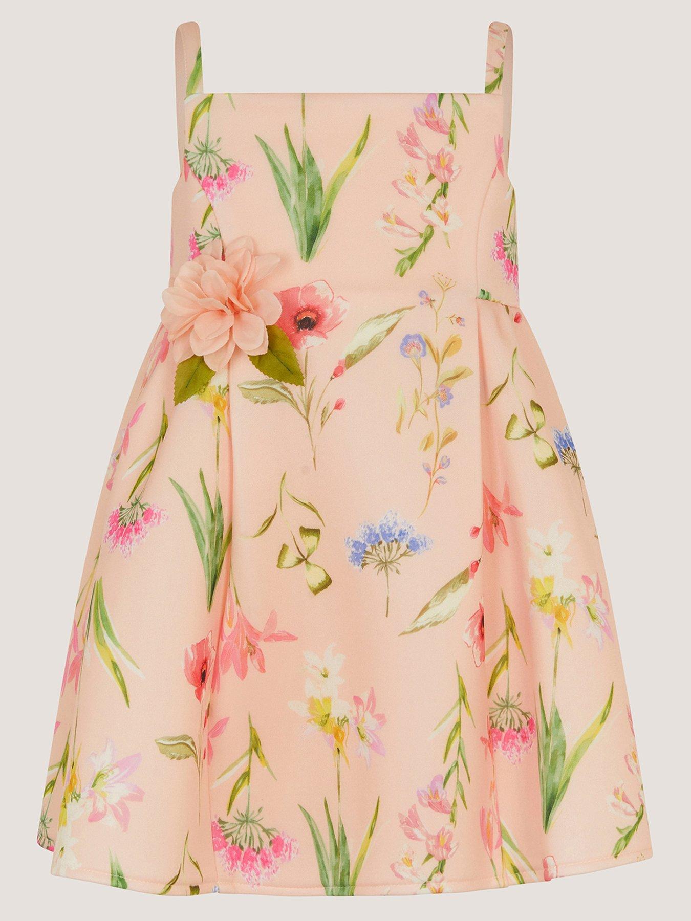 Monsoon Baby Girls Dream Flower Scuba Dress - Pink