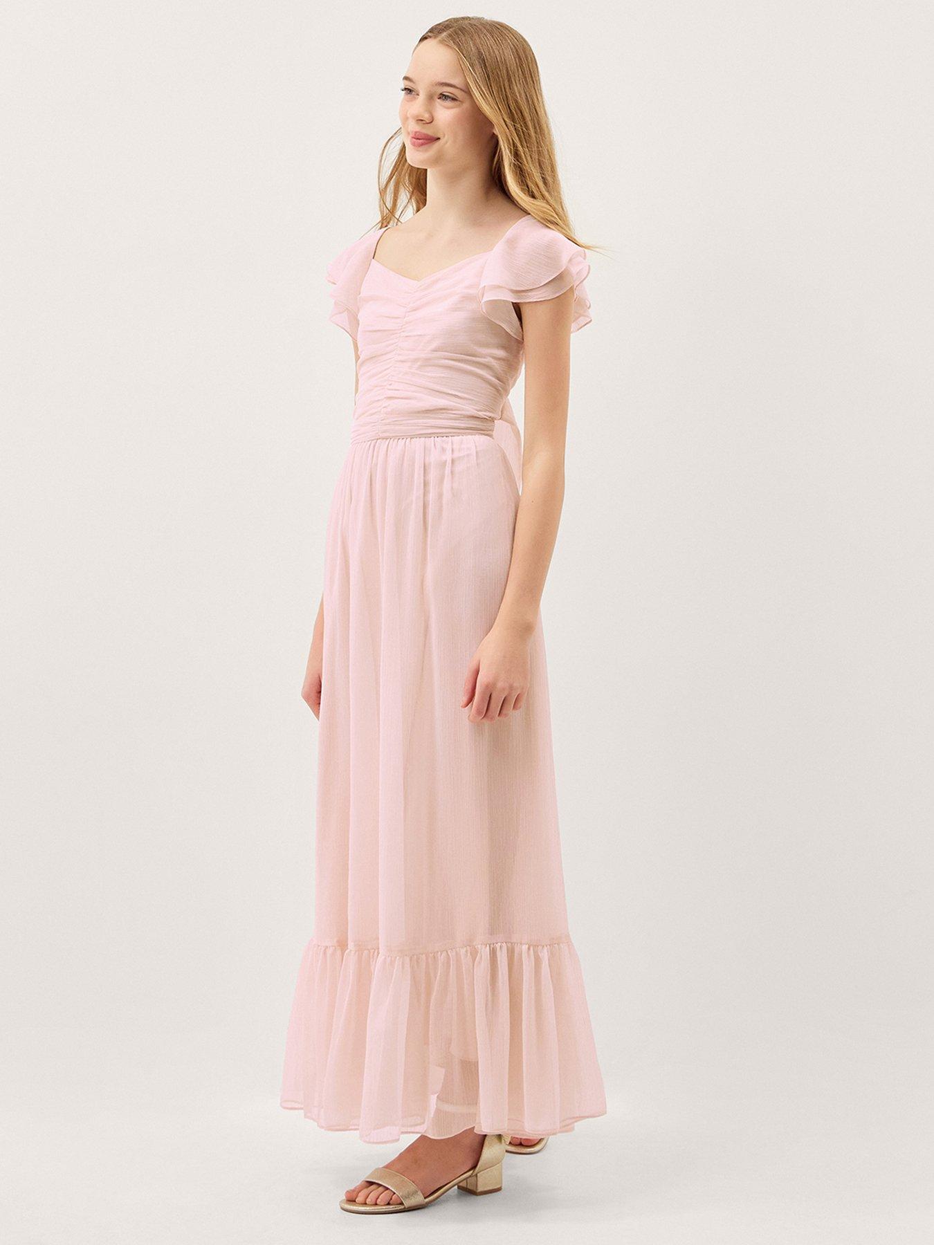 Monsoon Girls Sully Tie Back Maxi Prom Dress - Light Pink