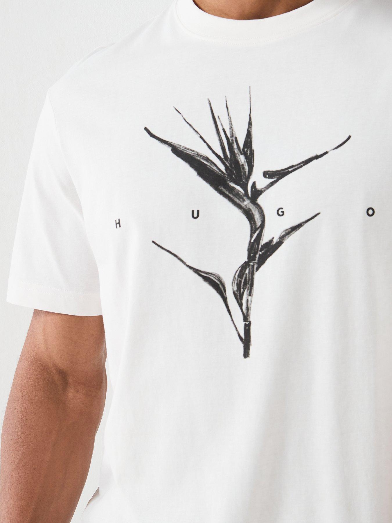 Image 4 of 6 of HUGO Darise Bird Graphic T-Shirt - Off White