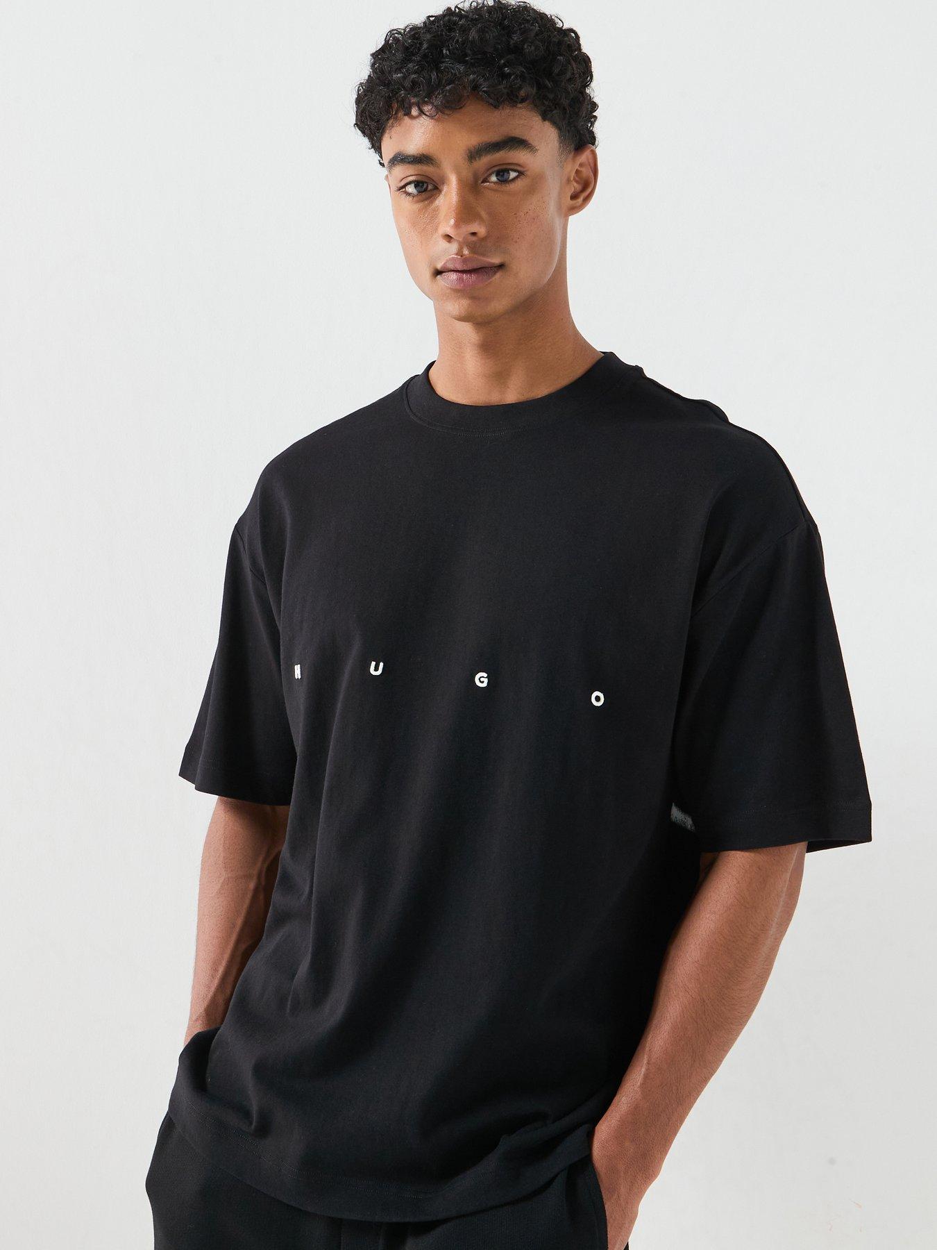 HUGO Dariso Bird Back Graphic Oversized T-Shirt - Black